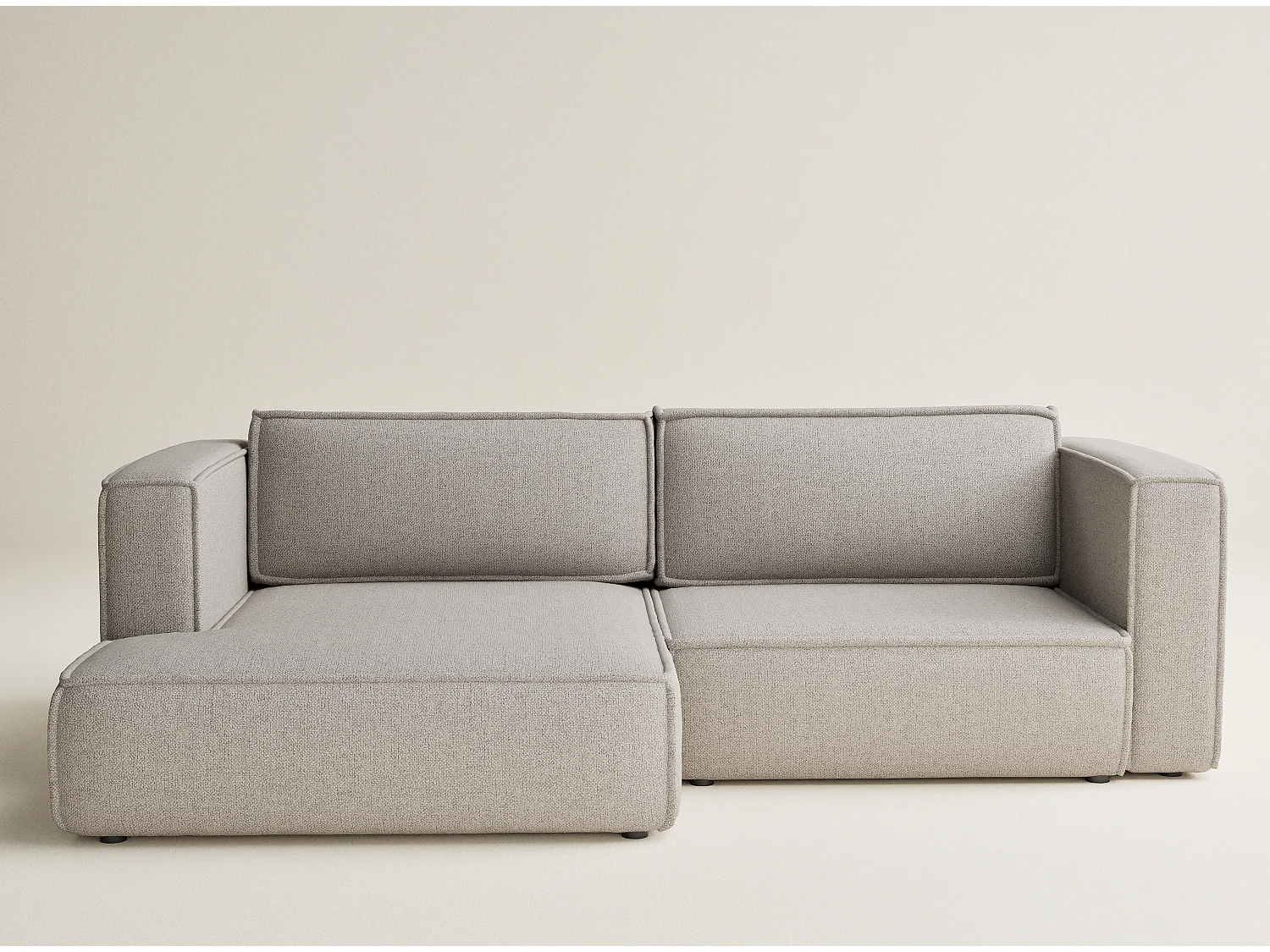 Canapé d'angle gauche avec fonction lit en tissu tressé beige foncé VELTO