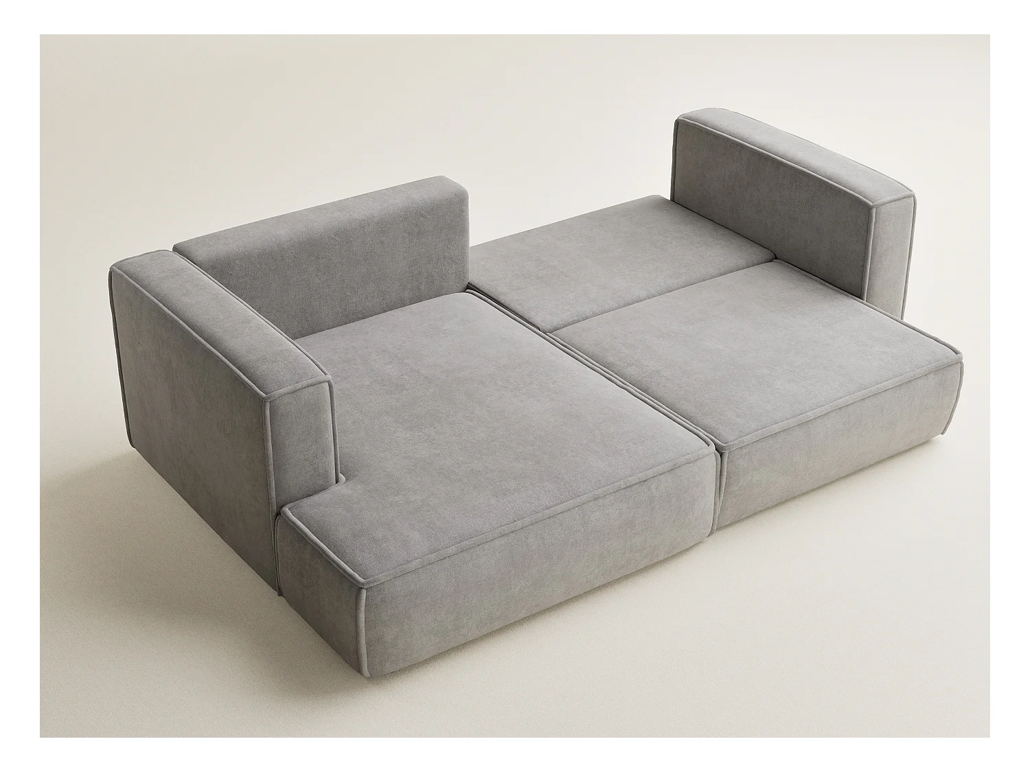 Canapé d'angle gauche avec fonction lit en tissu chenille beige gris VELTO