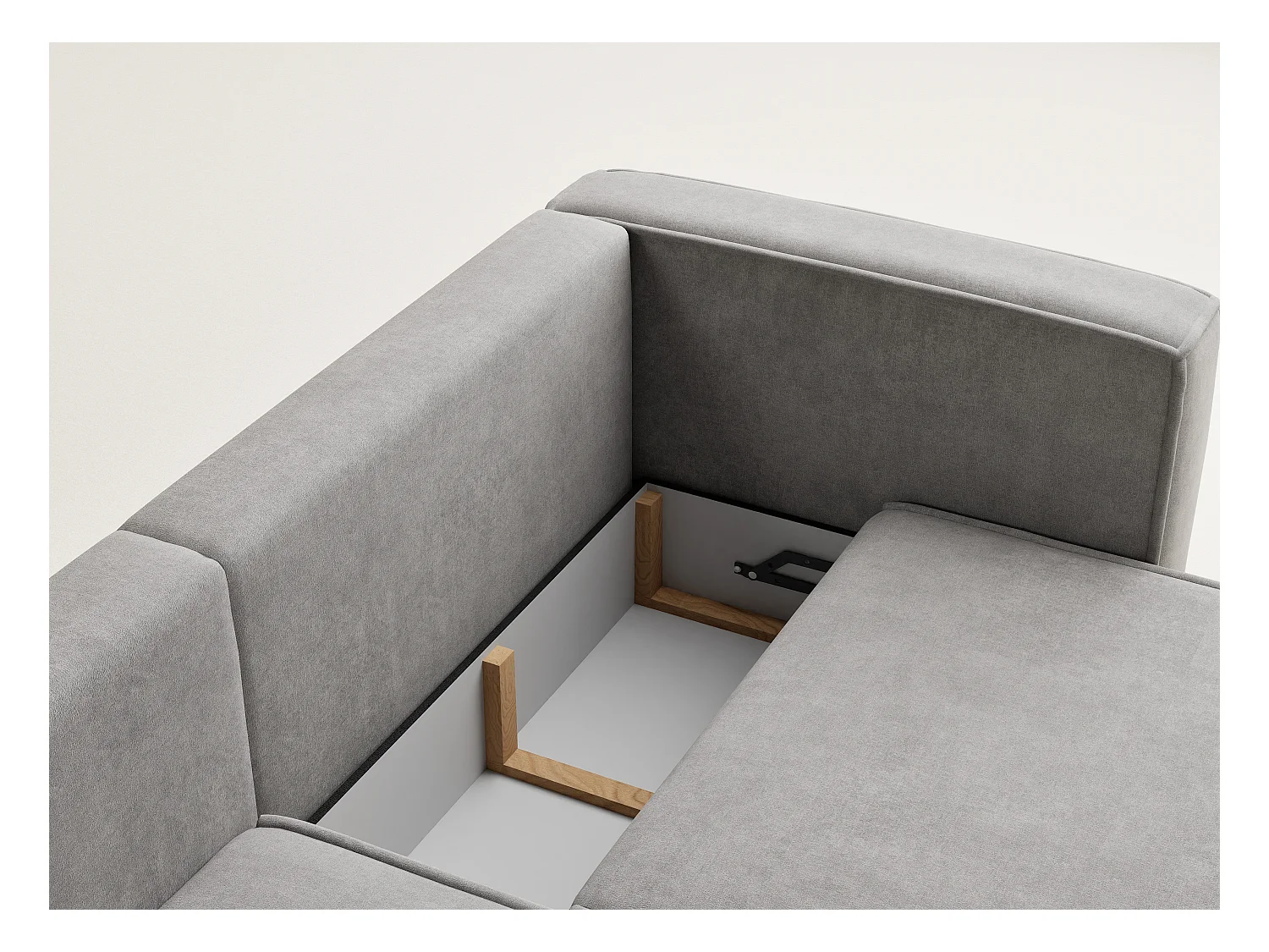 Canapé d'angle gauche avec fonction lit en tissu chenille beige gris VELTO