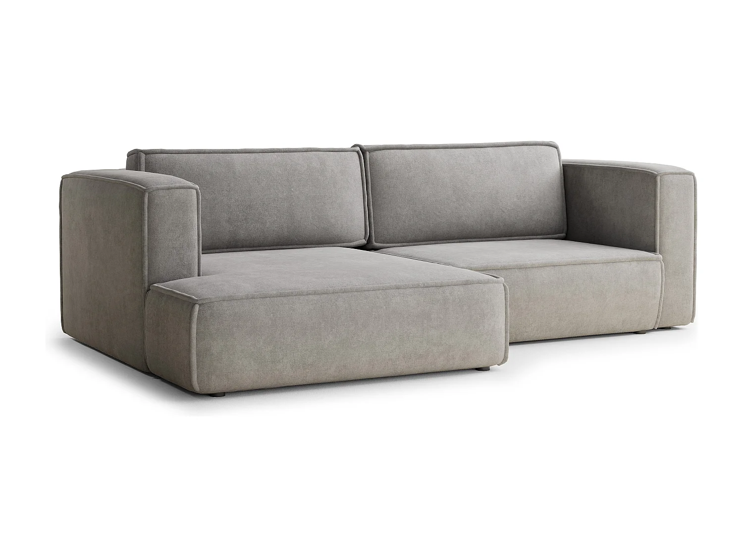 Canapé d'angle gauche avec fonction lit en tissu chenille beige gris VELTO