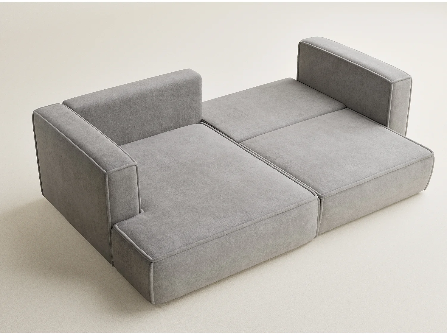 Canapé d'angle gauche avec fonction lit en tissu chenille beige gris VELTO