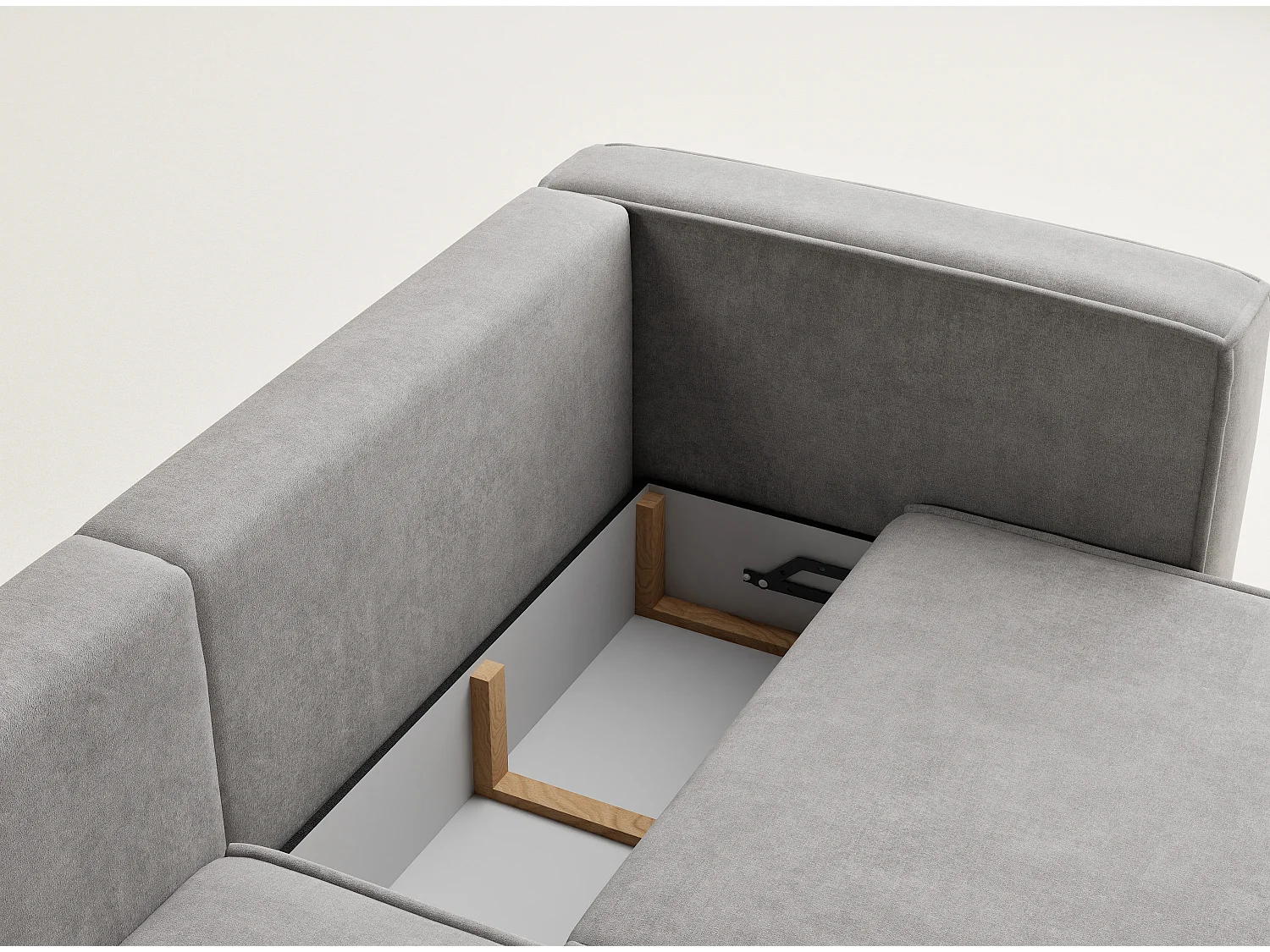 Canapé d'angle gauche avec fonction lit en tissu chenille beige gris VELTO