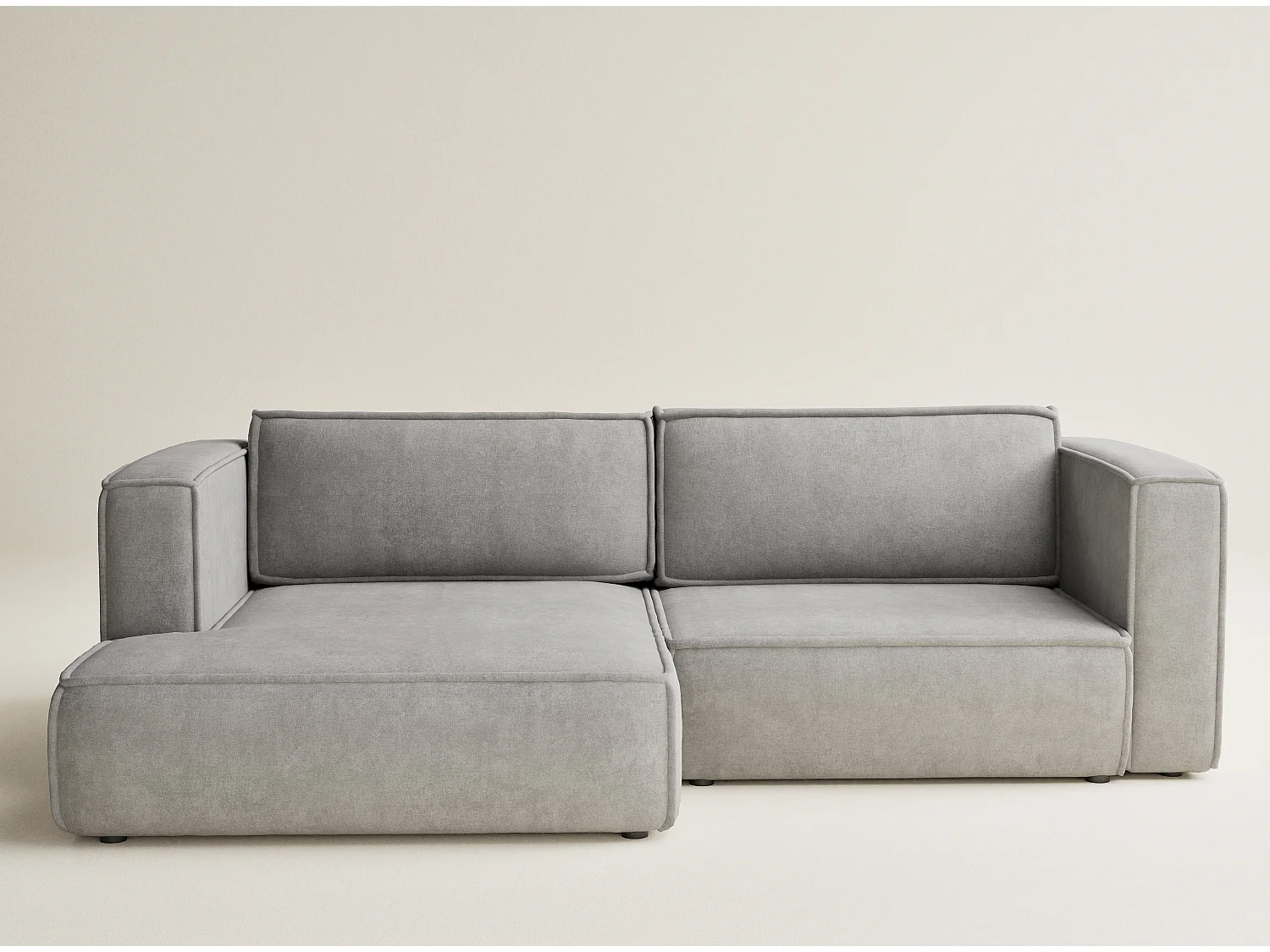 Canapé d'angle gauche avec fonction lit en tissu chenille beige gris VELTO