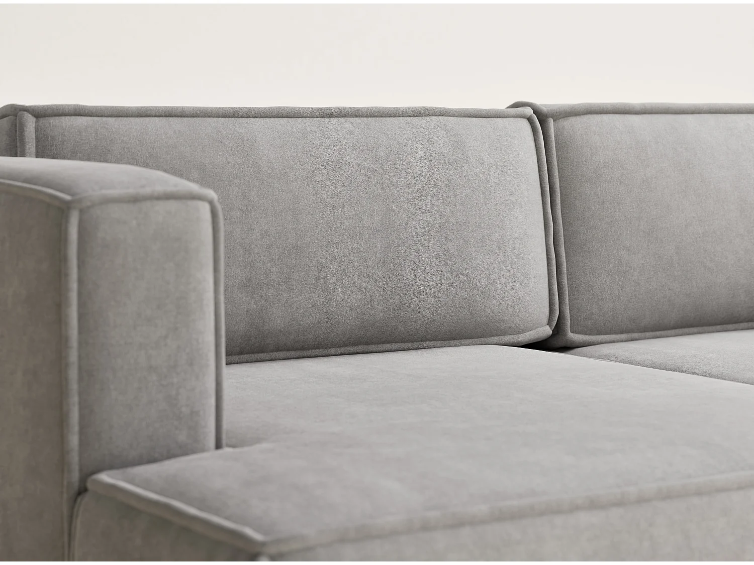 Canapé d'angle gauche avec fonction lit en tissu chenille beige gris VELTO