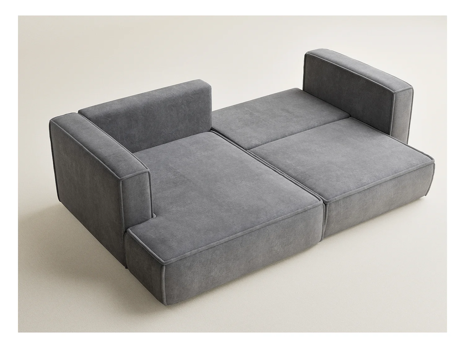 Canapé d'angle gauche avec fonction lit en tissu chenille gris VELTO