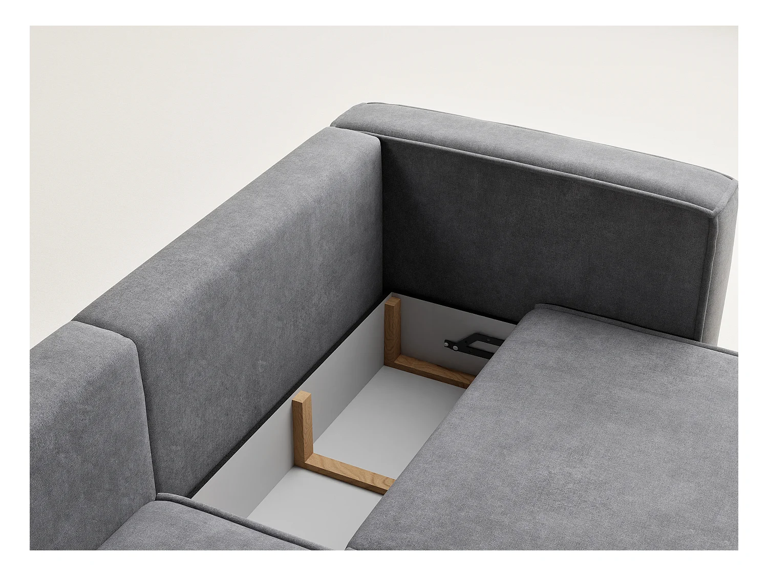 Canapé d'angle gauche avec fonction lit en tissu chenille gris VELTO