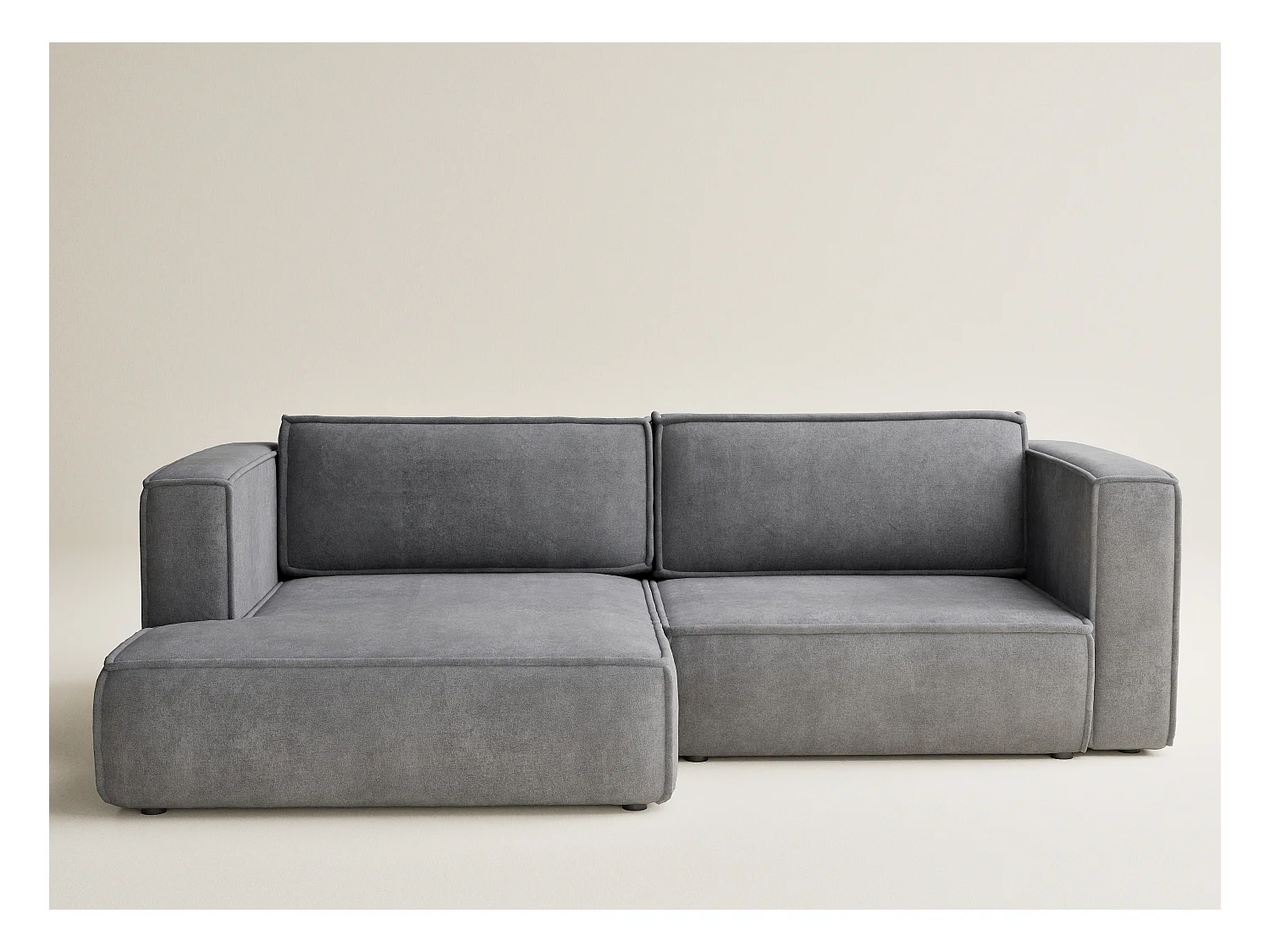 Canapé d'angle gauche avec fonction lit en tissu chenille gris VELTO