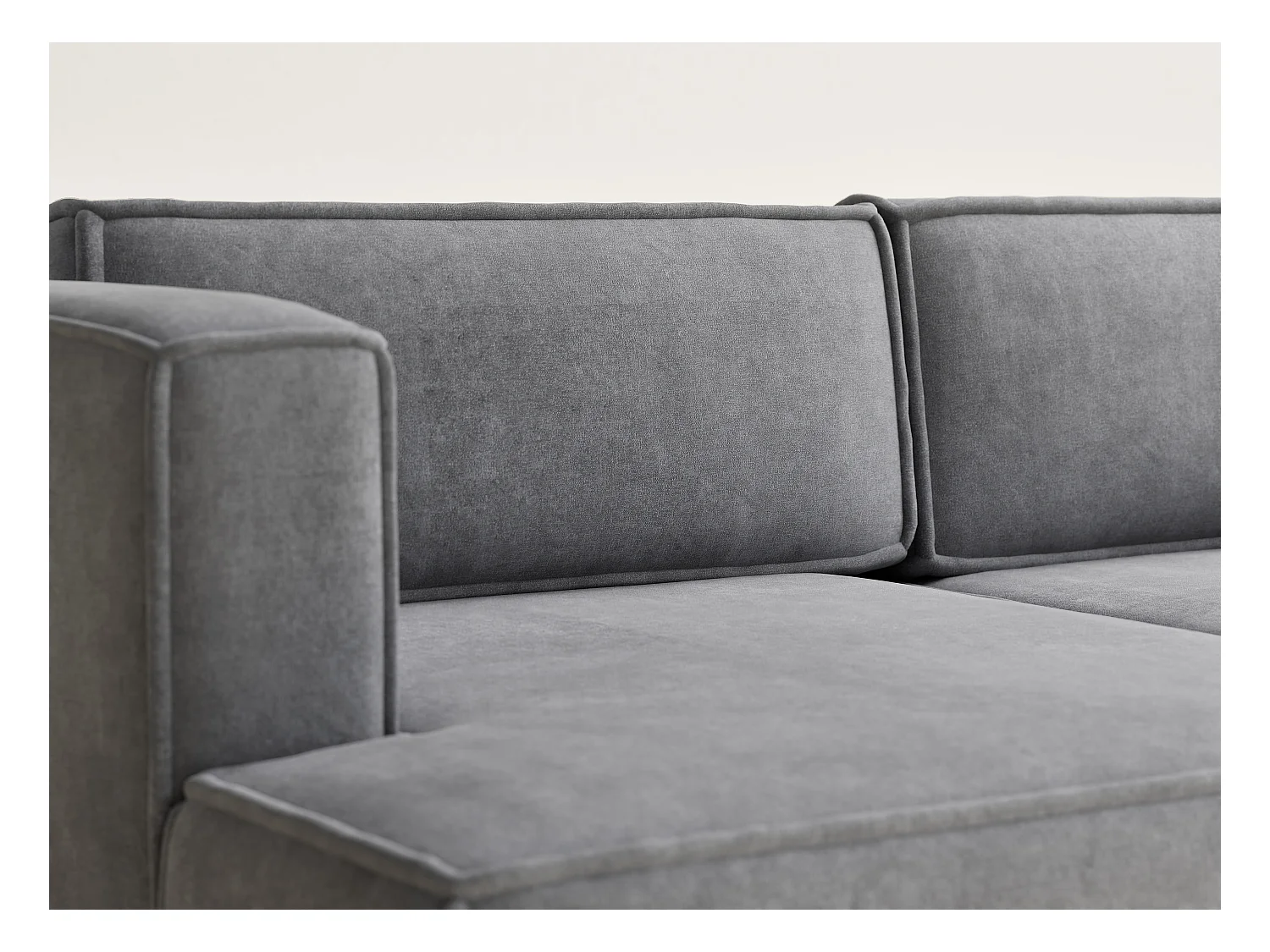 Canapé d'angle gauche avec fonction lit en tissu chenille gris VELTO