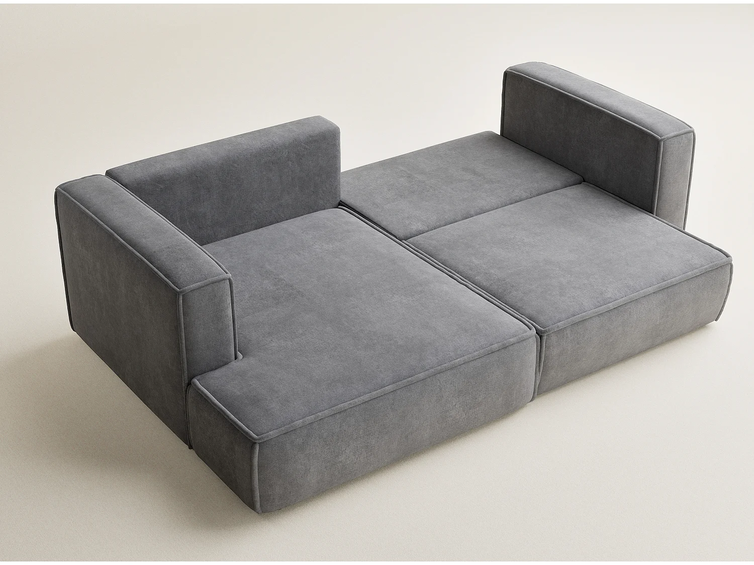 Canapé d'angle gauche avec fonction lit en tissu chenille gris VELTO