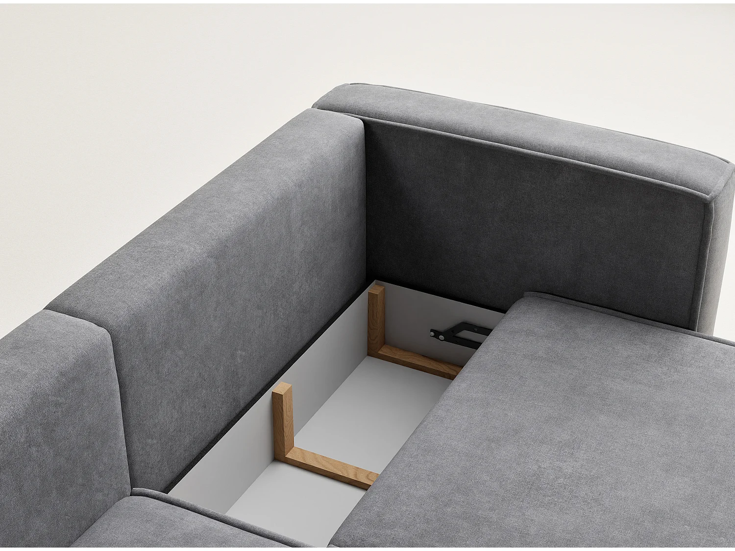 Canapé d'angle gauche avec fonction lit en tissu chenille gris VELTO