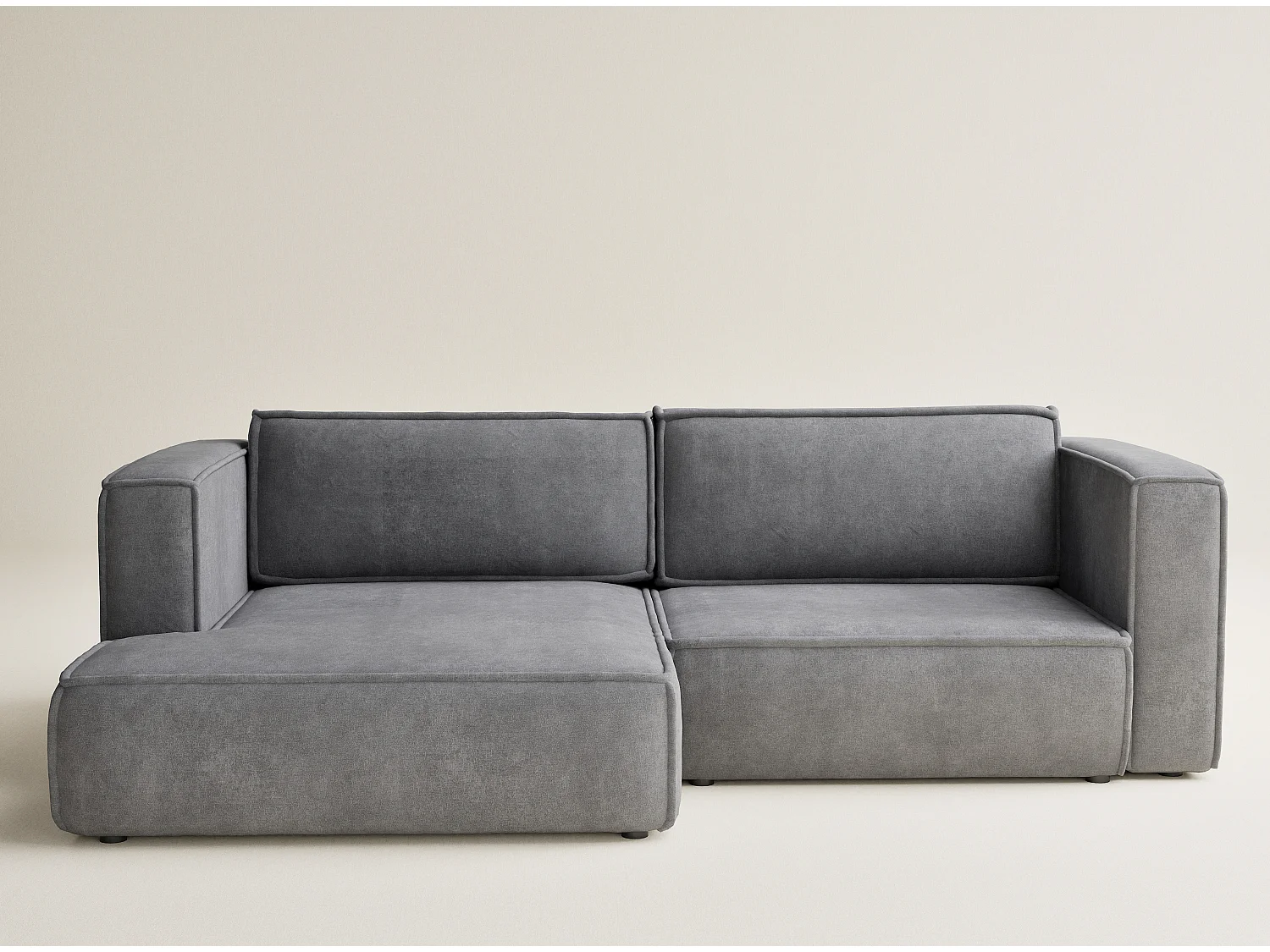 Canapé d'angle gauche avec fonction lit en tissu chenille gris VELTO