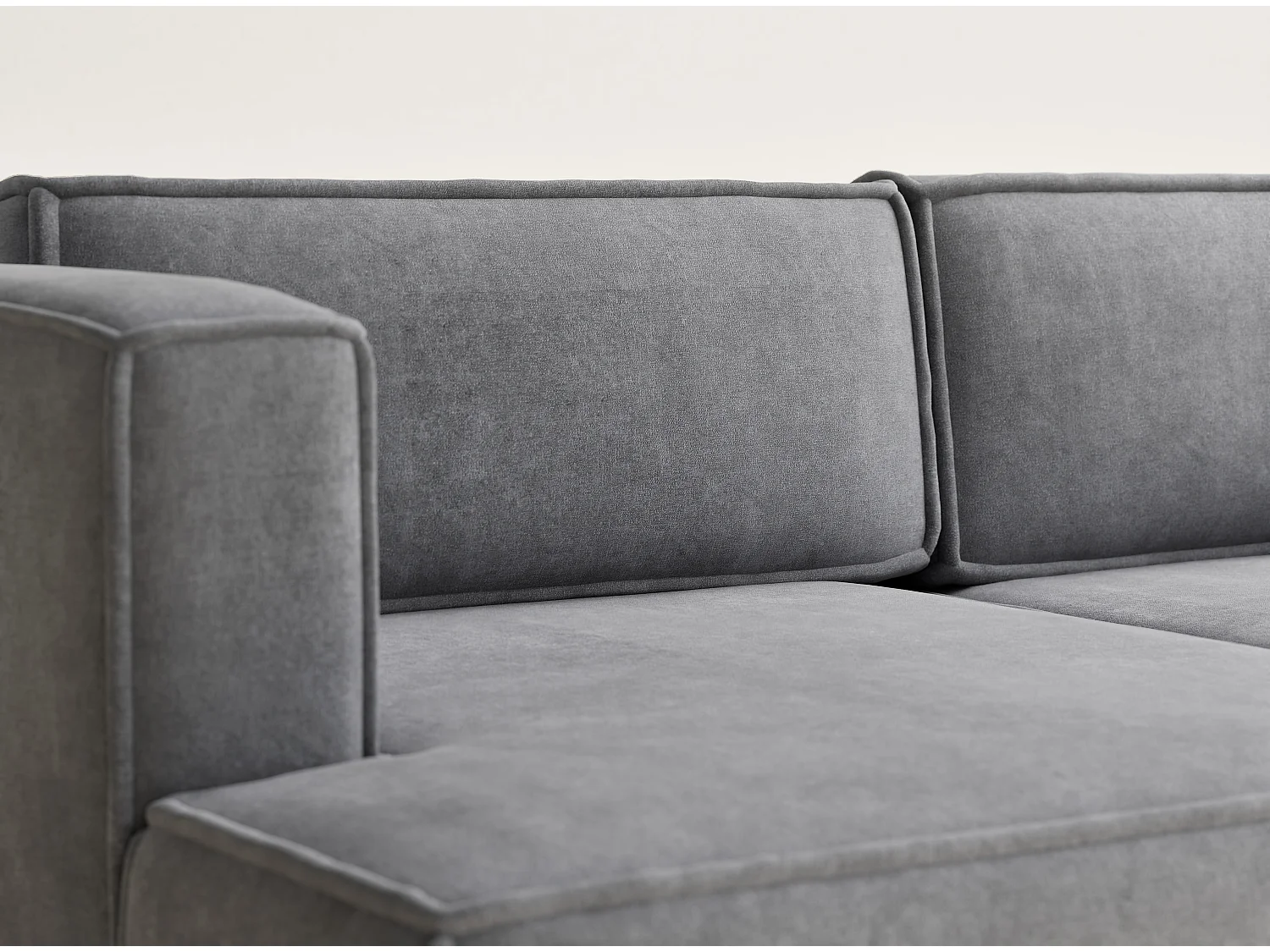 Canapé d'angle gauche avec fonction lit en tissu chenille gris VELTO