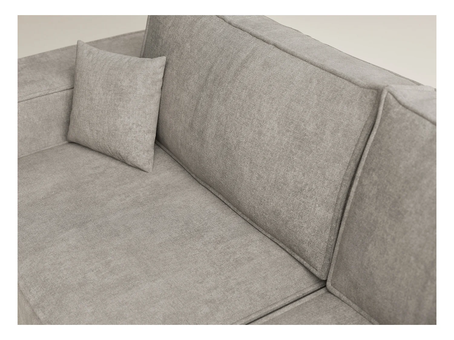 Canapé d'angle droit avec fonction lit en tissu chenille taupe TONGA