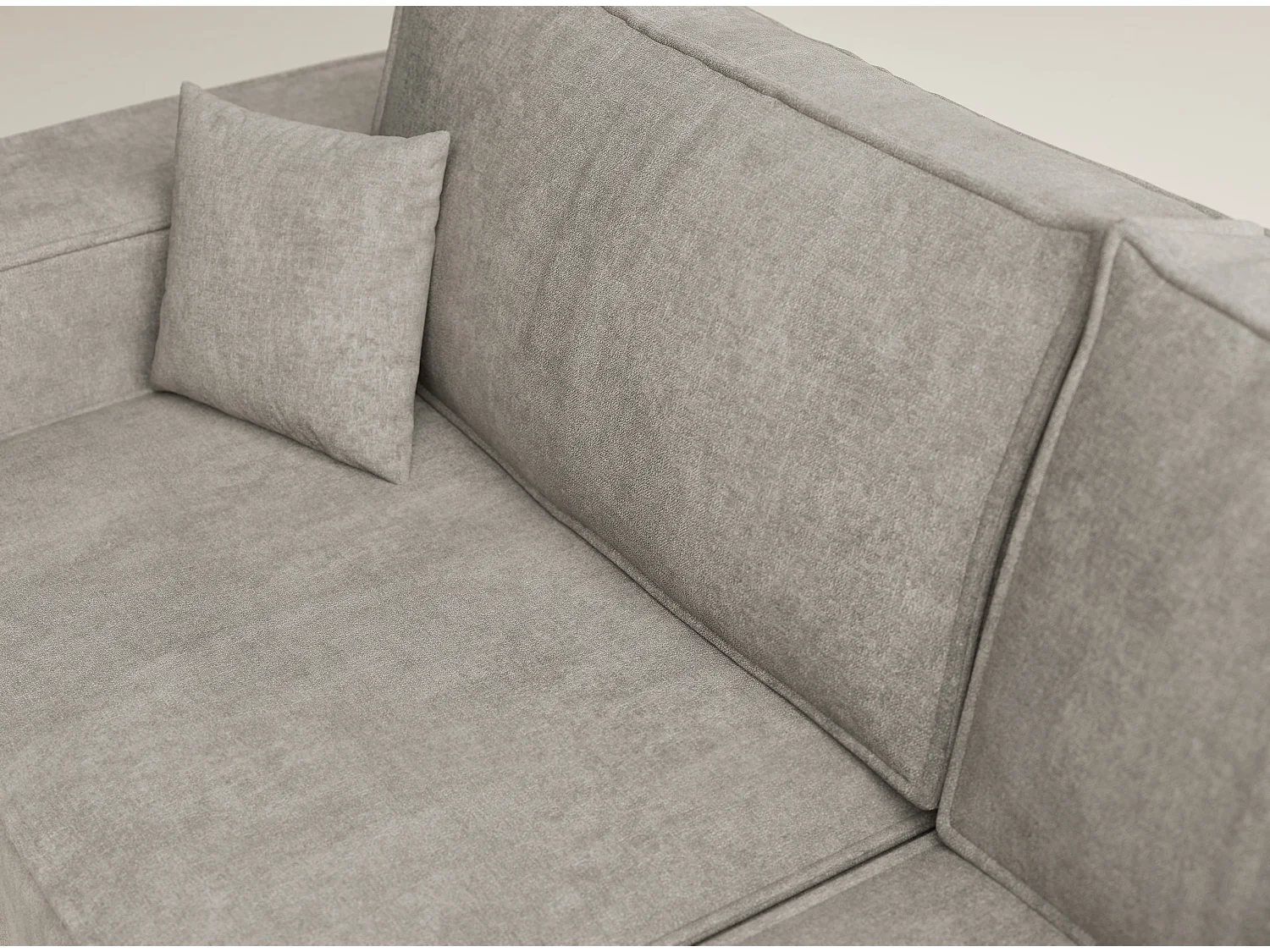 Canapé d'angle droit avec fonction lit en tissu chenille taupe TONGA