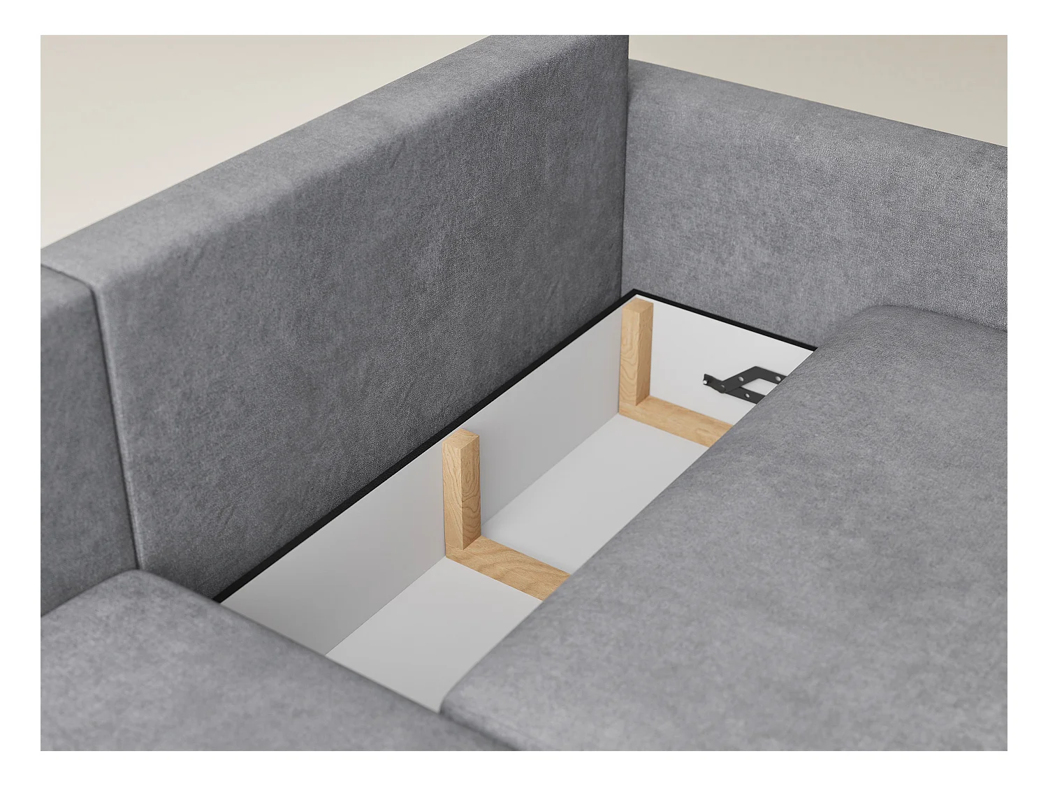 Canapé d'angle gauche avec fonction lit en tissu chenille gris LEON