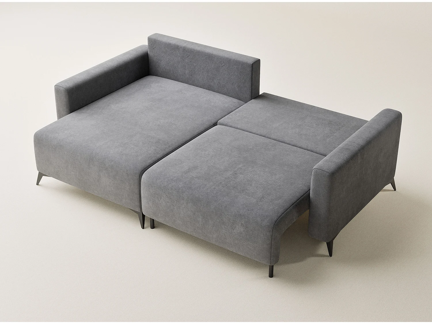 Canapé d'angle gauche avec fonction lit en tissu chenille gris LEON