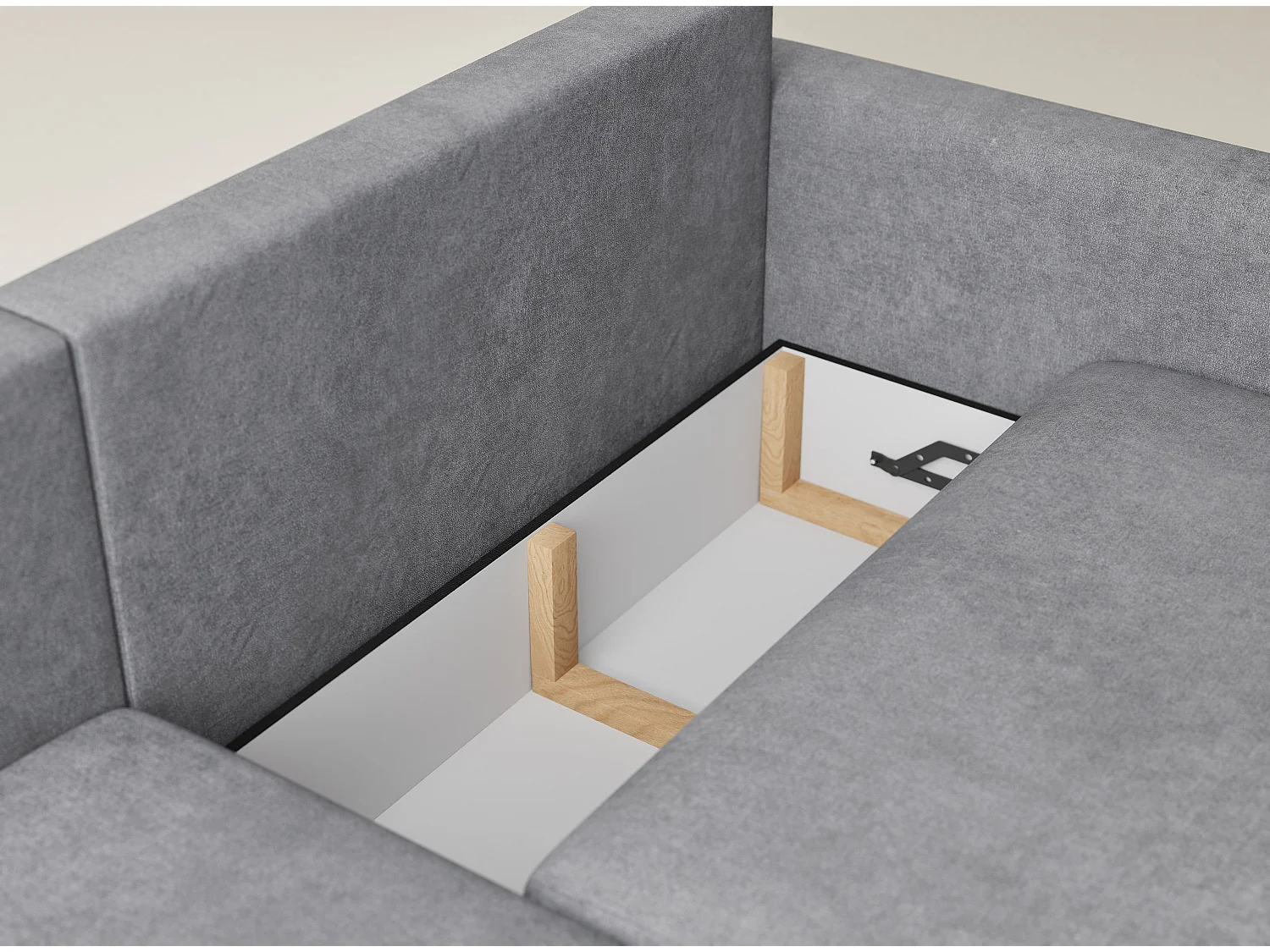 Canapé d'angle gauche avec fonction lit en tissu chenille gris LEON