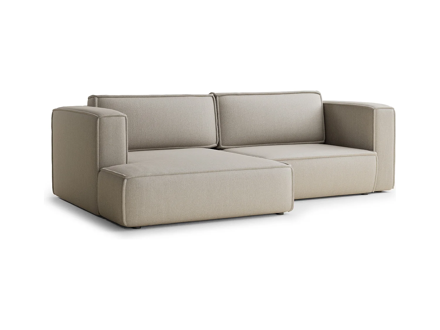 Canapé d'angle gauche avec fonction lit en tissu tressé beige VELTO