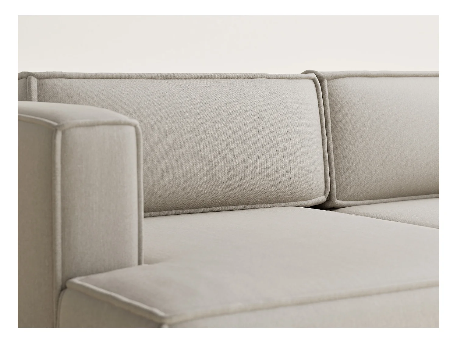 Canapé d'angle gauche avec fonction lit en tissu tressé beige VELTO