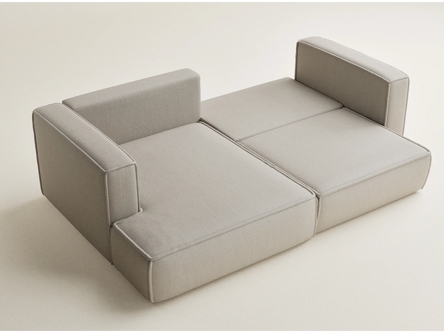 Canapé d'angle gauche avec fonction lit en tissu tressé beige VELTO