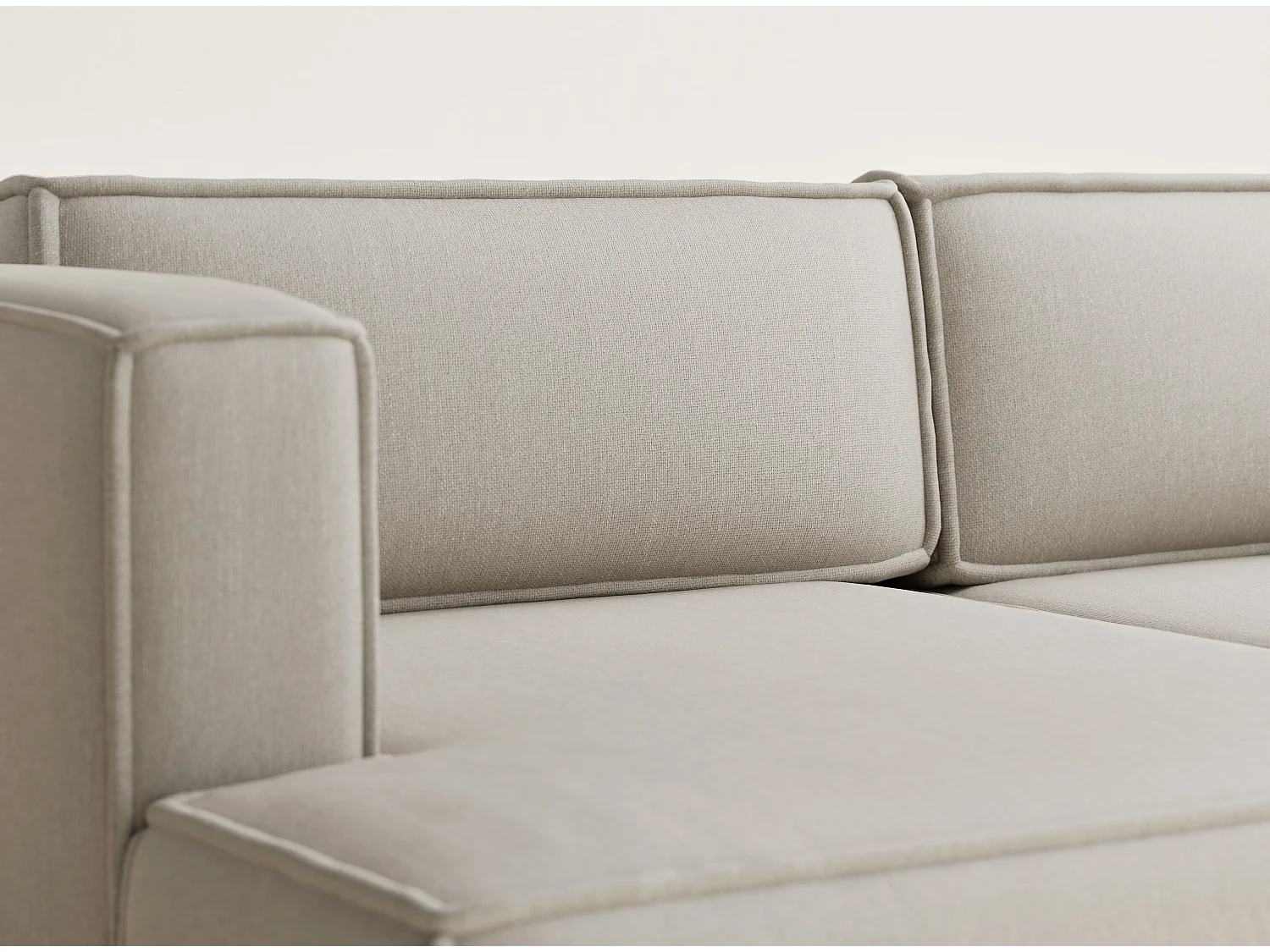 Canapé d'angle gauche avec fonction lit en tissu tressé beige VELTO