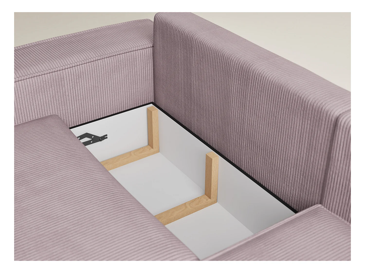 Canapé d'angle droit avec fonction lit en velours violet TONGA