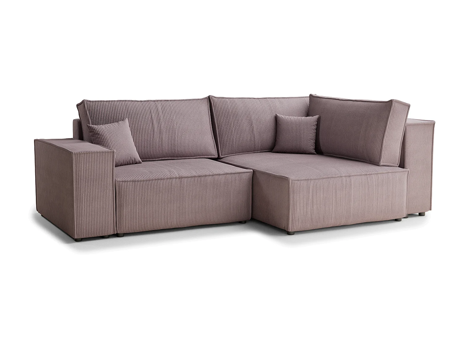 Canapé d'angle droit avec fonction lit en velours violet TONGA