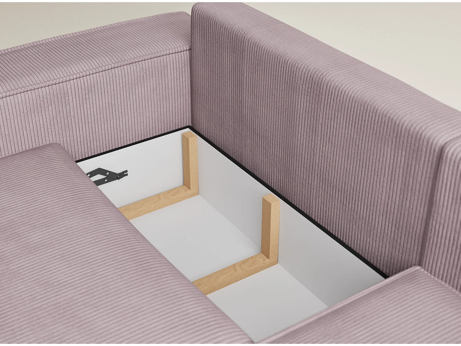 Canapé d'angle droit avec fonction lit en velours violet TONGA