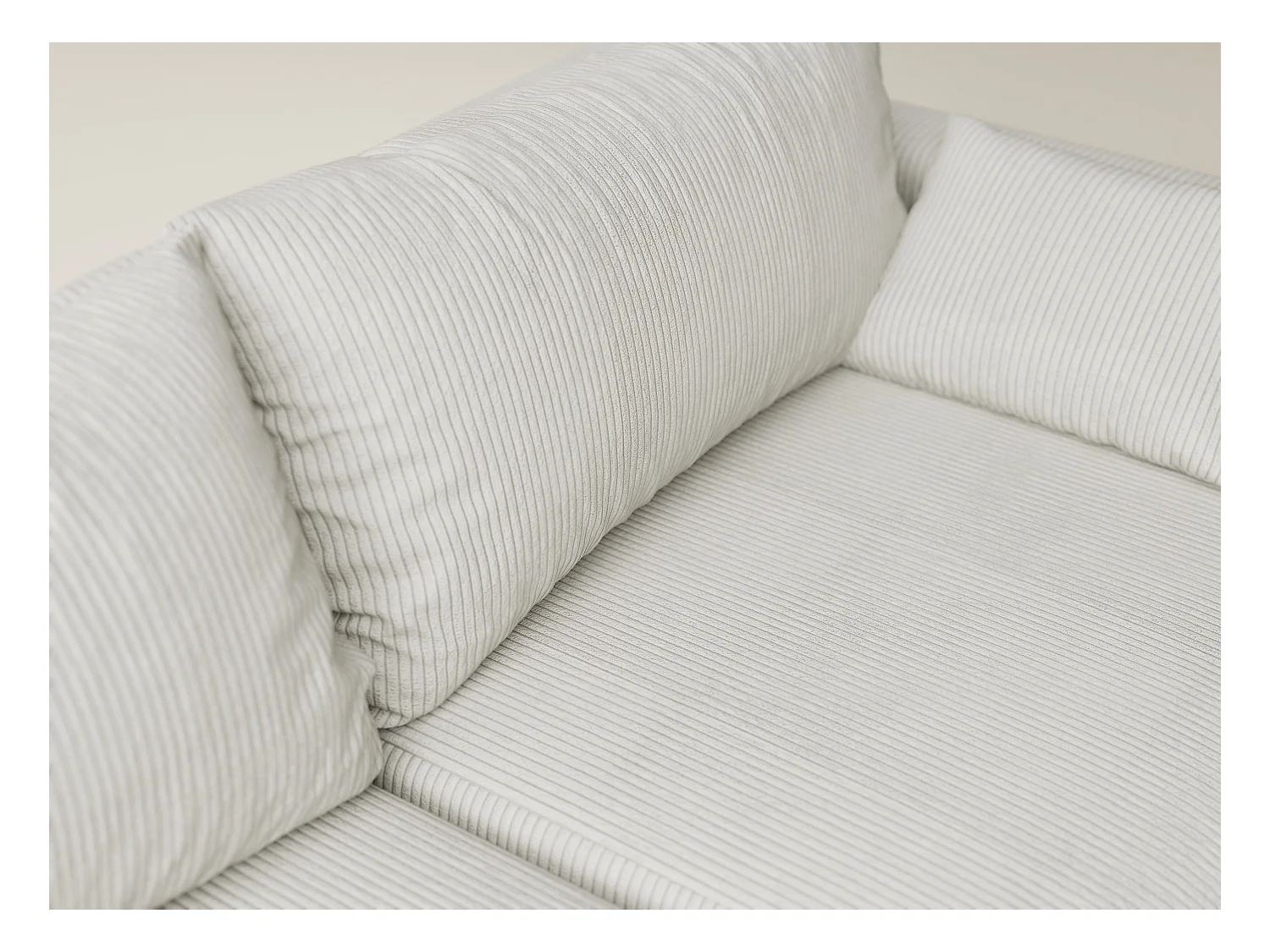 Canapé d'angle gauche avec fonction lit en velours creme LEON