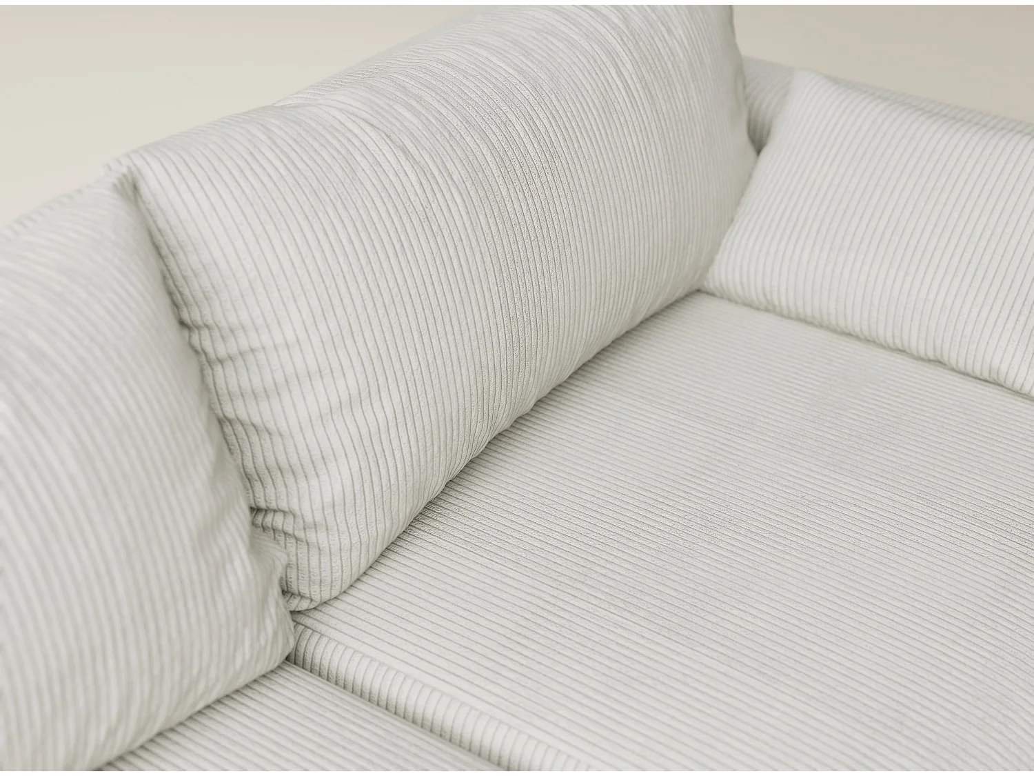 Canapé d'angle gauche avec fonction lit en velours creme LEON