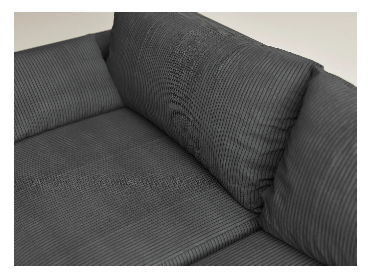 Canapé d'angle droit avec fonction lit en velours graphite LEON