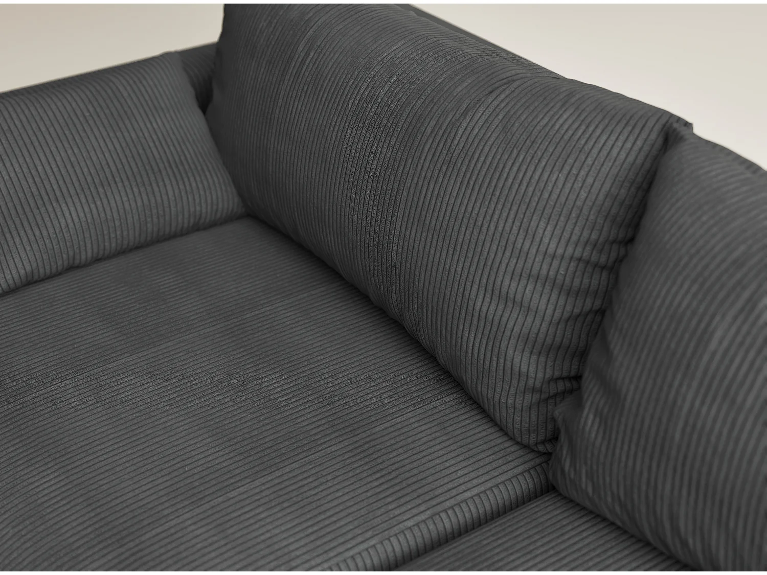 Canapé d'angle droit avec fonction lit en velours graphite LEON