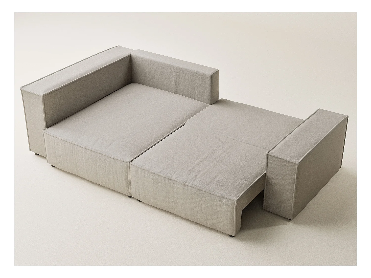 Canapé d'angle gauche avec fonction lit en tissu tressé beige TONGA