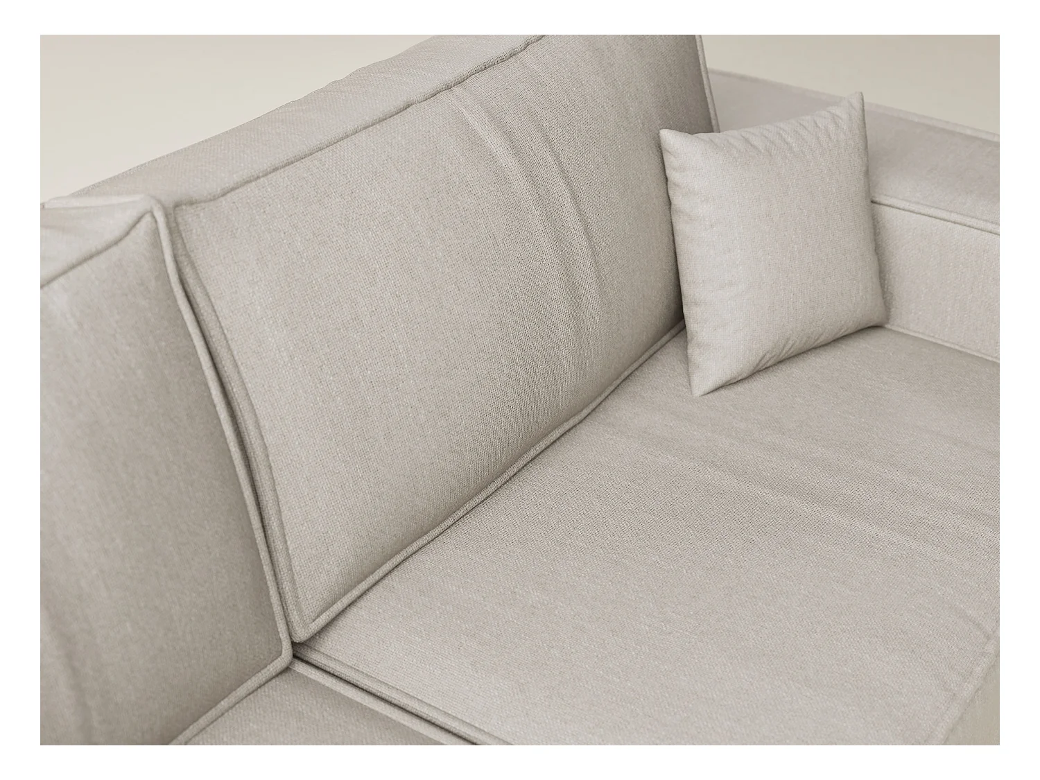 Canapé d'angle gauche avec fonction lit en tissu tressé beige TONGA