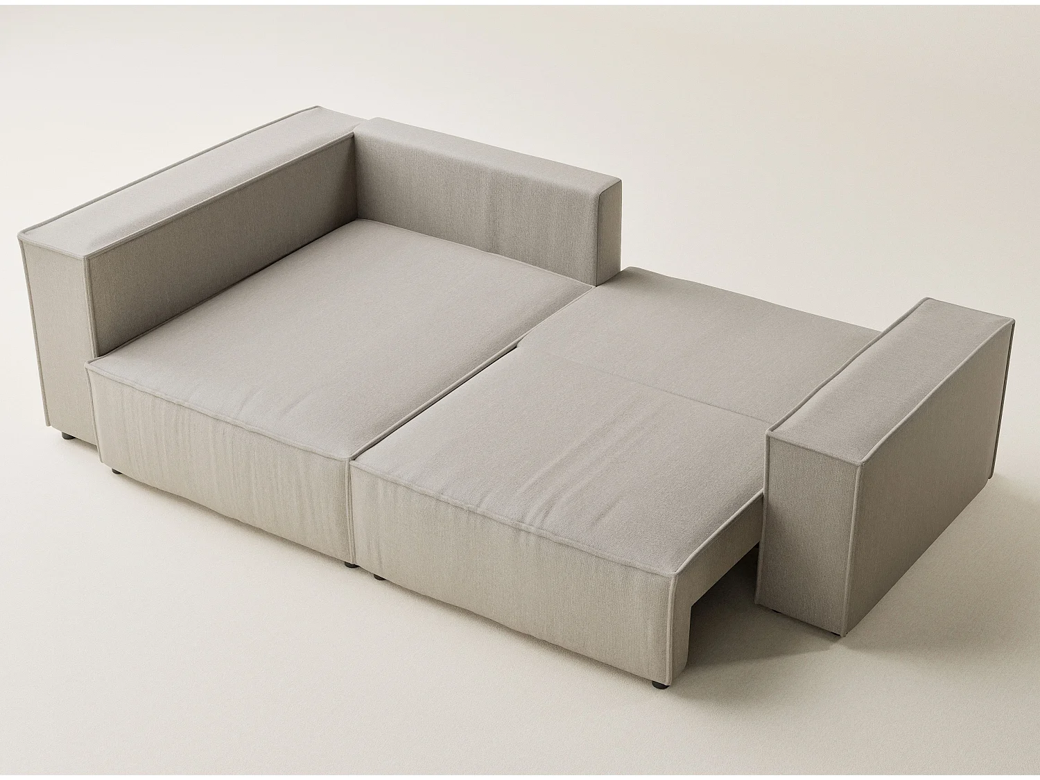 Canapé d'angle gauche avec fonction lit en tissu tressé beige TONGA