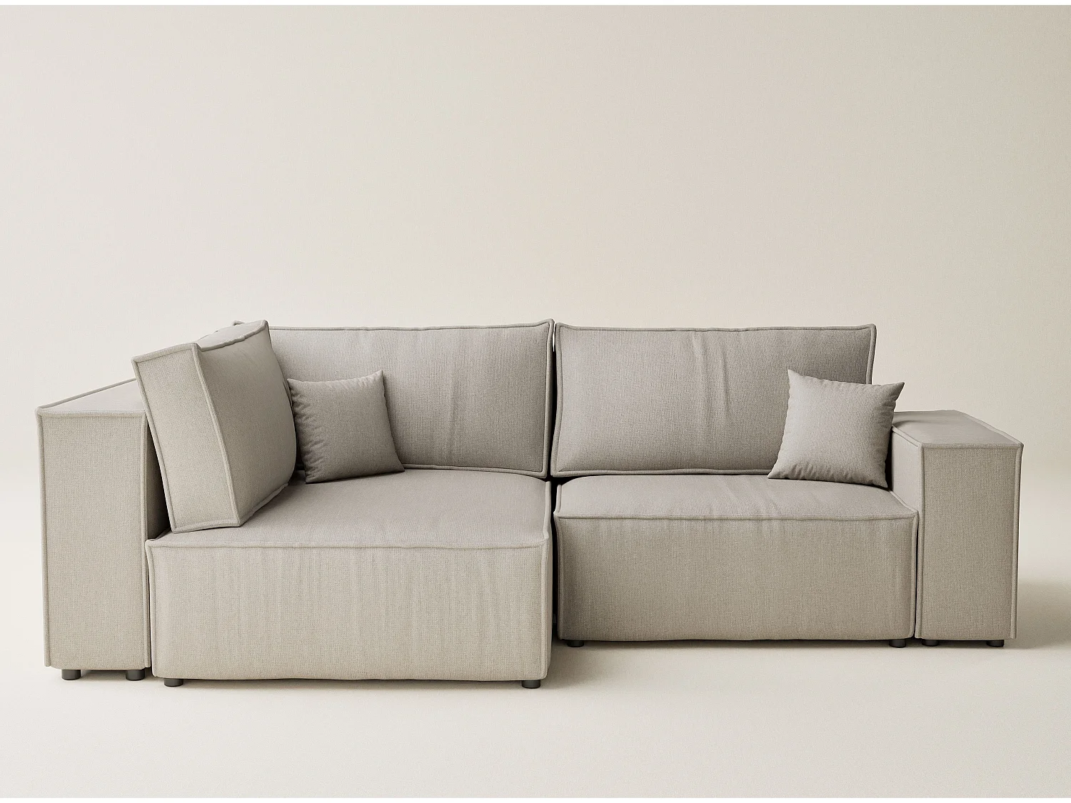 Canapé d'angle gauche avec fonction lit en tissu tressé beige TONGA