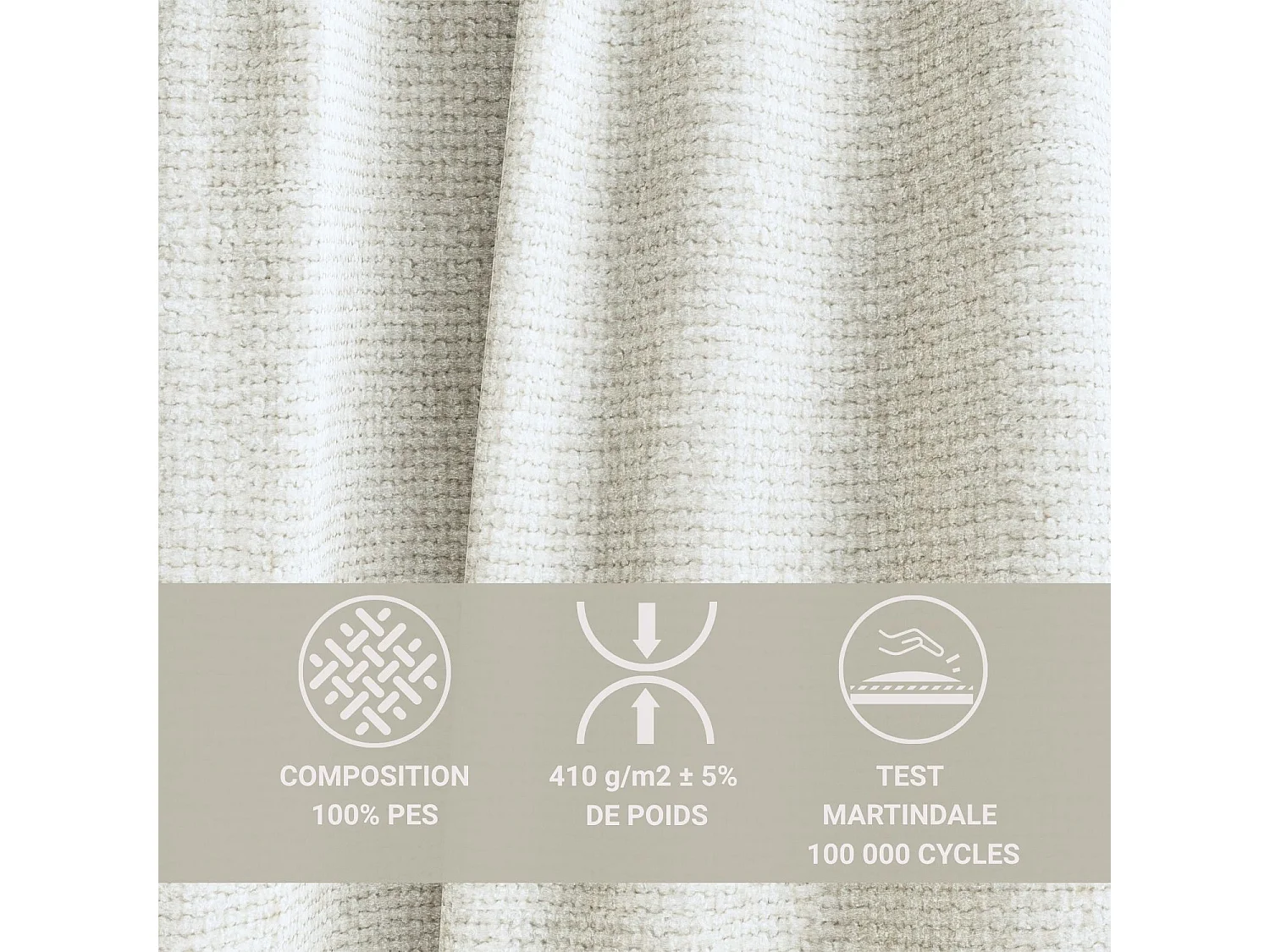 Canapé d'angle droit avec fonction lit en tissu chenille creme TONGA