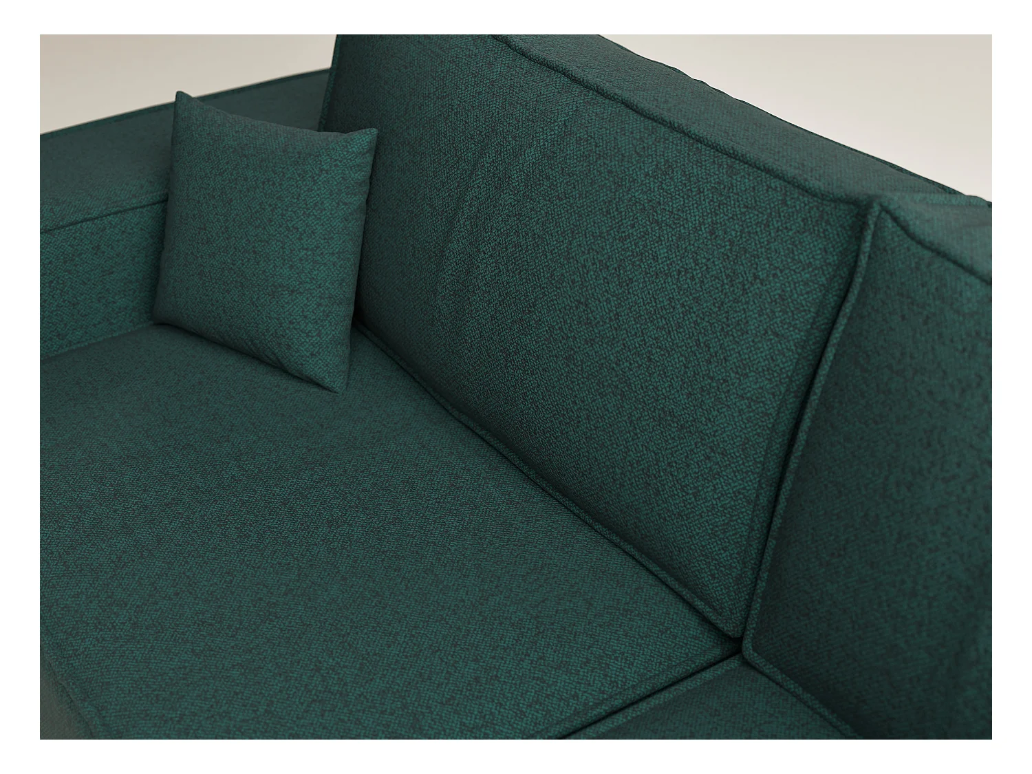 Canapé d'angle droit avec fonction lit en tissu tressé vert foncé TONGA