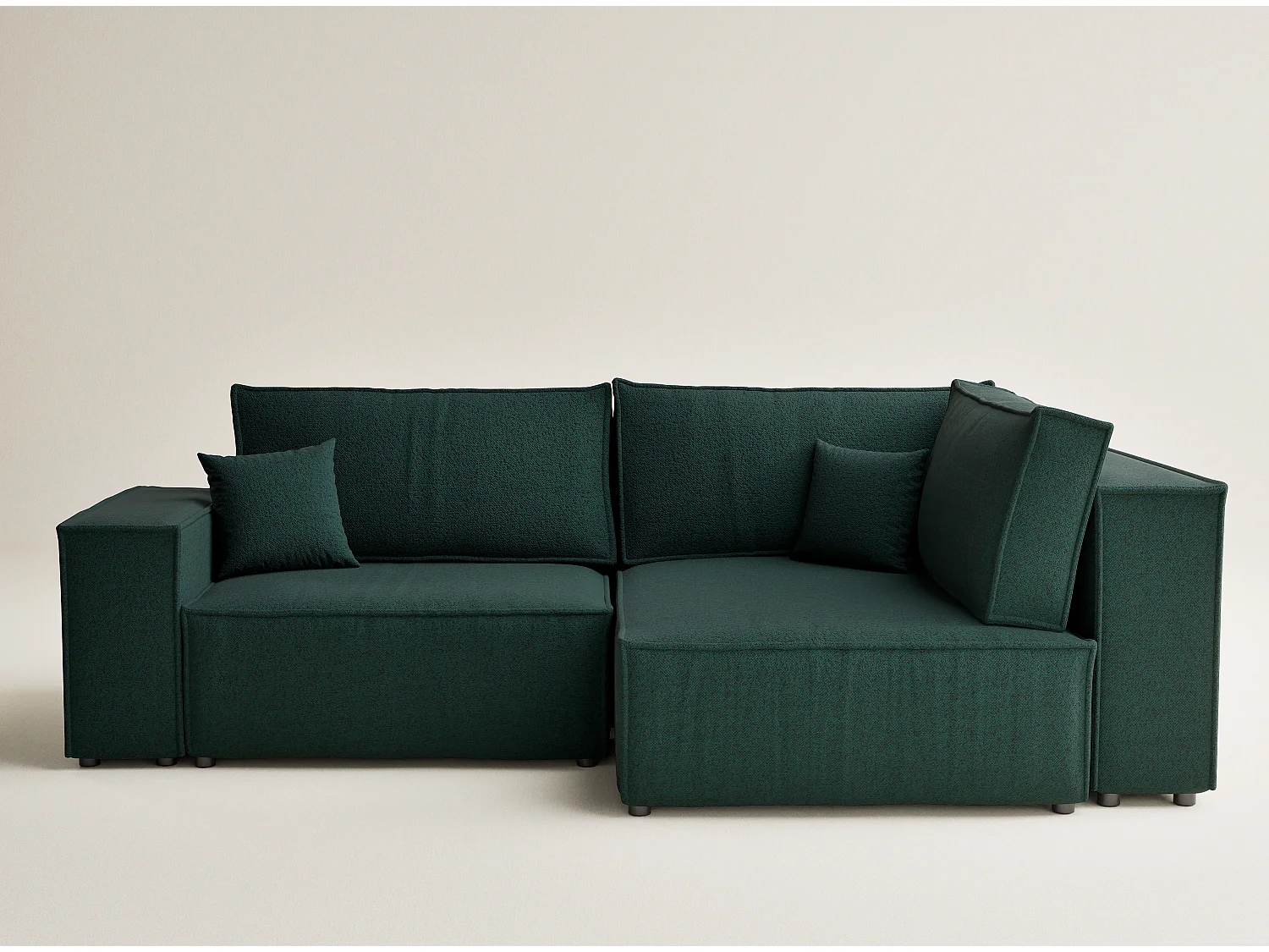 Canapé d'angle droit avec fonction lit en tissu tressé vert foncé TONGA