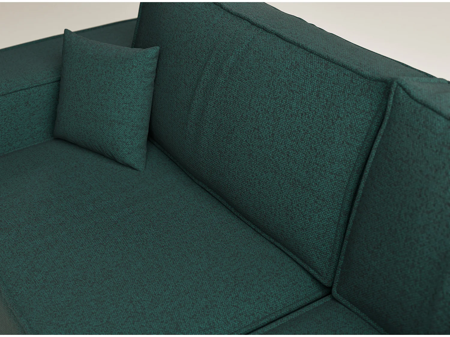 Canapé d'angle droit avec fonction lit en tissu tressé vert foncé TONGA