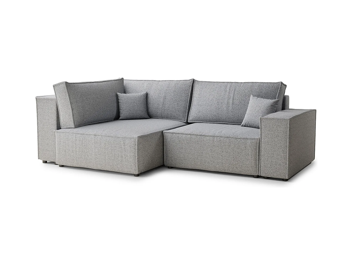 Canapé d'angle gauche avec fonction lit en tissu tressé gris clair TONGA