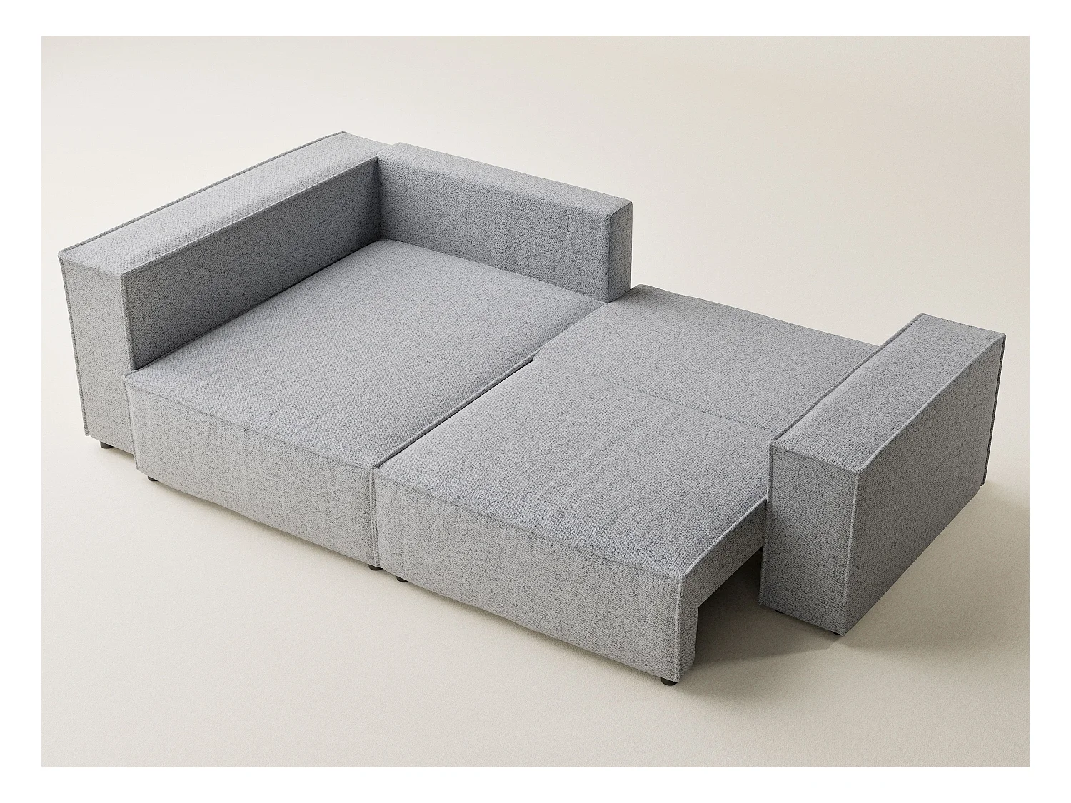 Canapé d'angle gauche avec fonction lit en tissu tressé gris clair TONGA