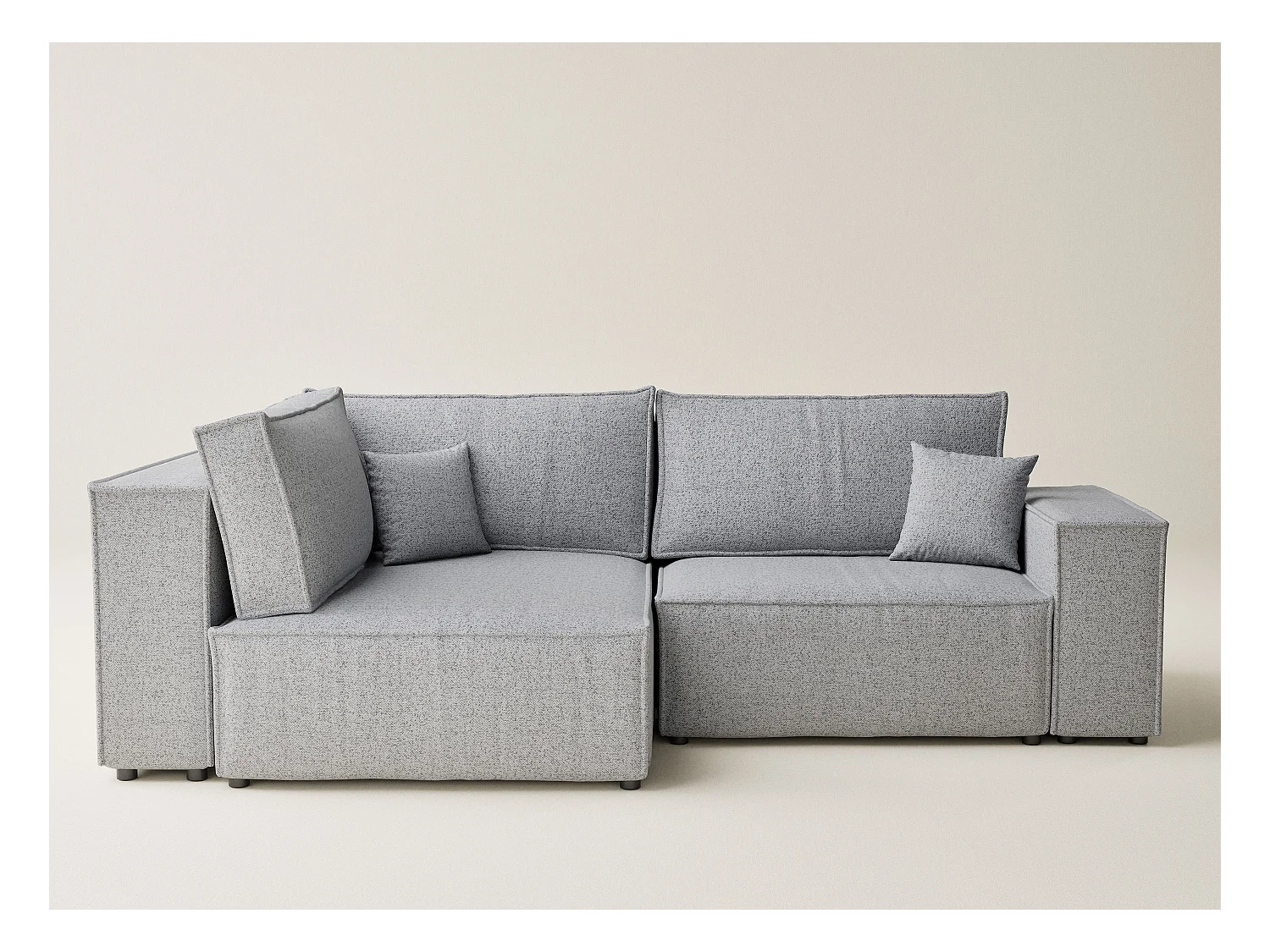 Canapé d'angle gauche avec fonction lit en tissu tressé gris clair TONGA