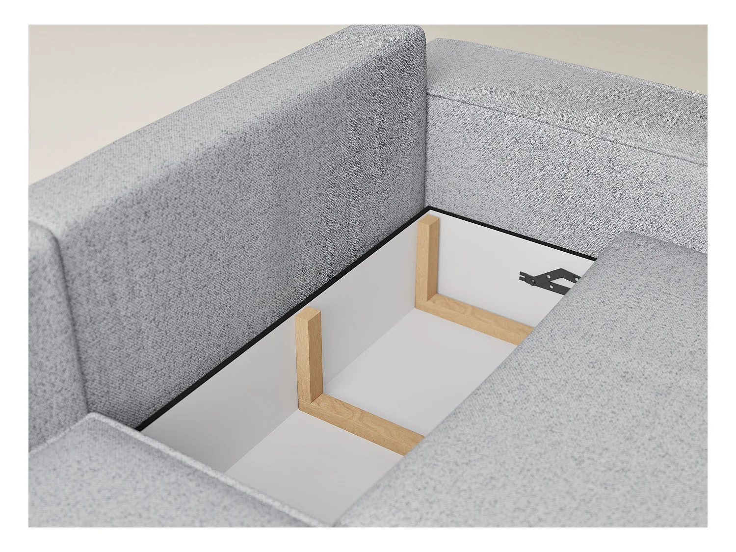 Canapé d'angle gauche avec fonction lit en tissu tressé gris clair TONGA