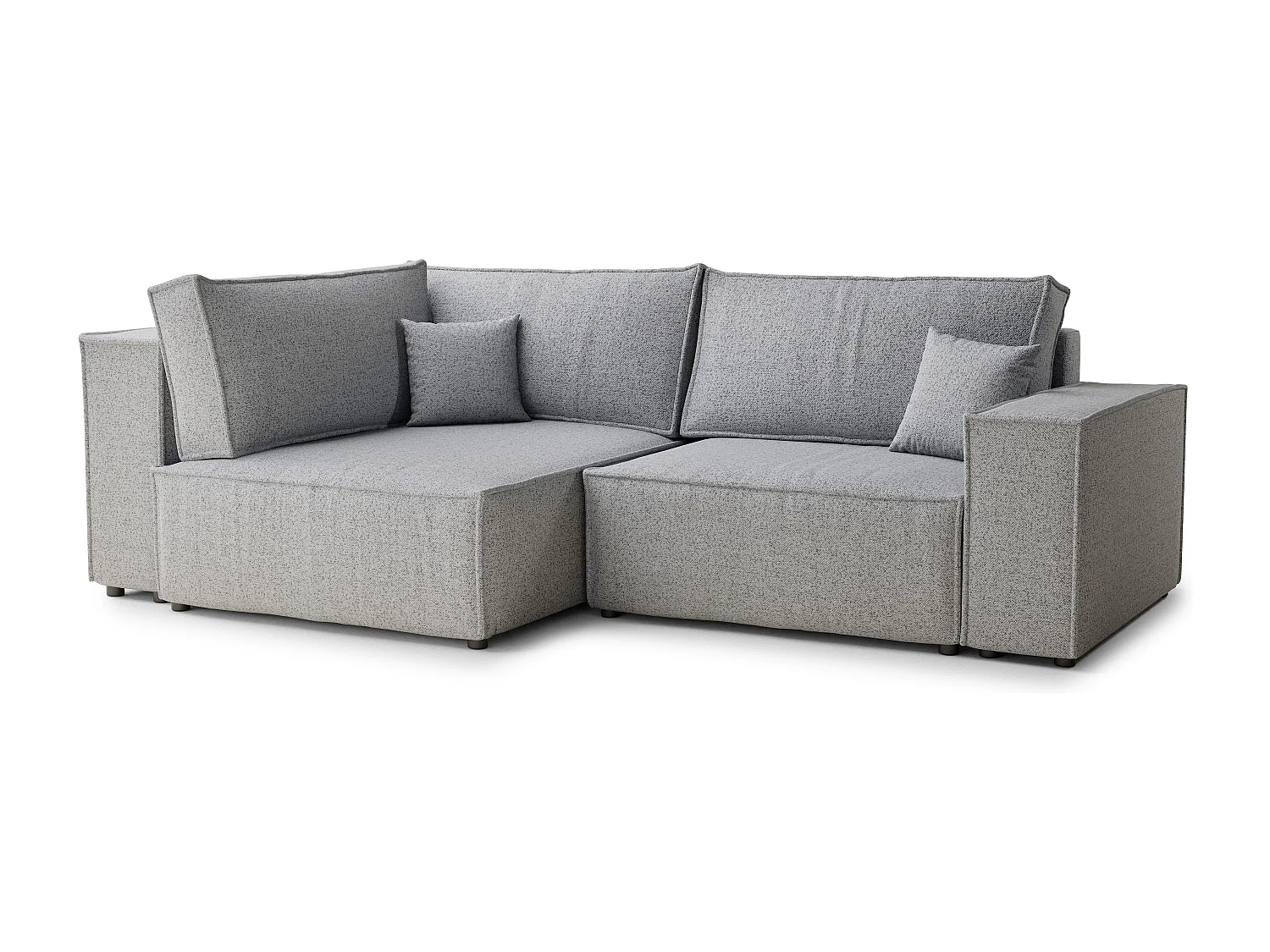 Canapé d'angle gauche avec fonction lit en tissu tressé gris clair TONGA