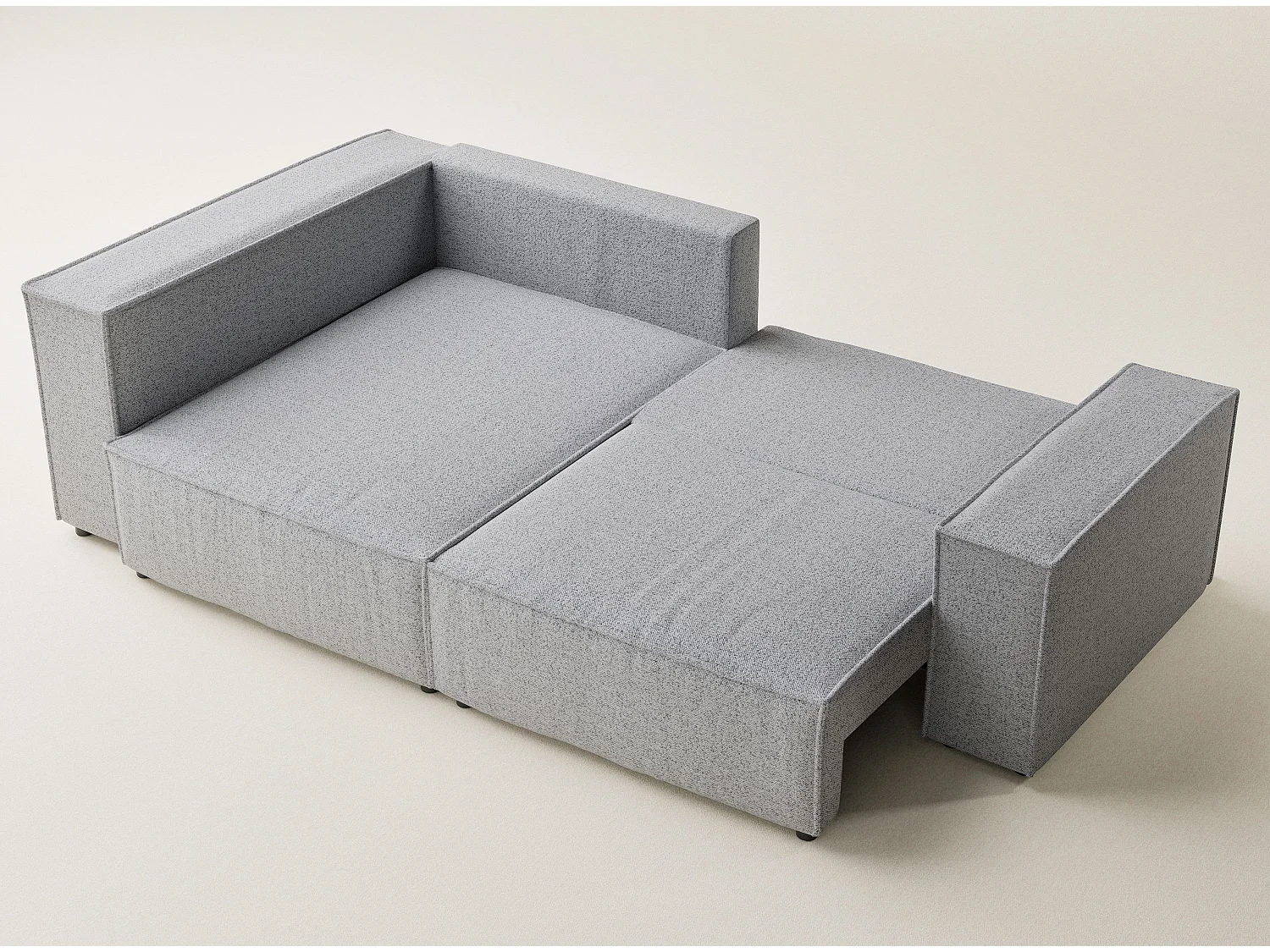 Canapé d'angle gauche avec fonction lit en tissu tressé gris clair TONGA