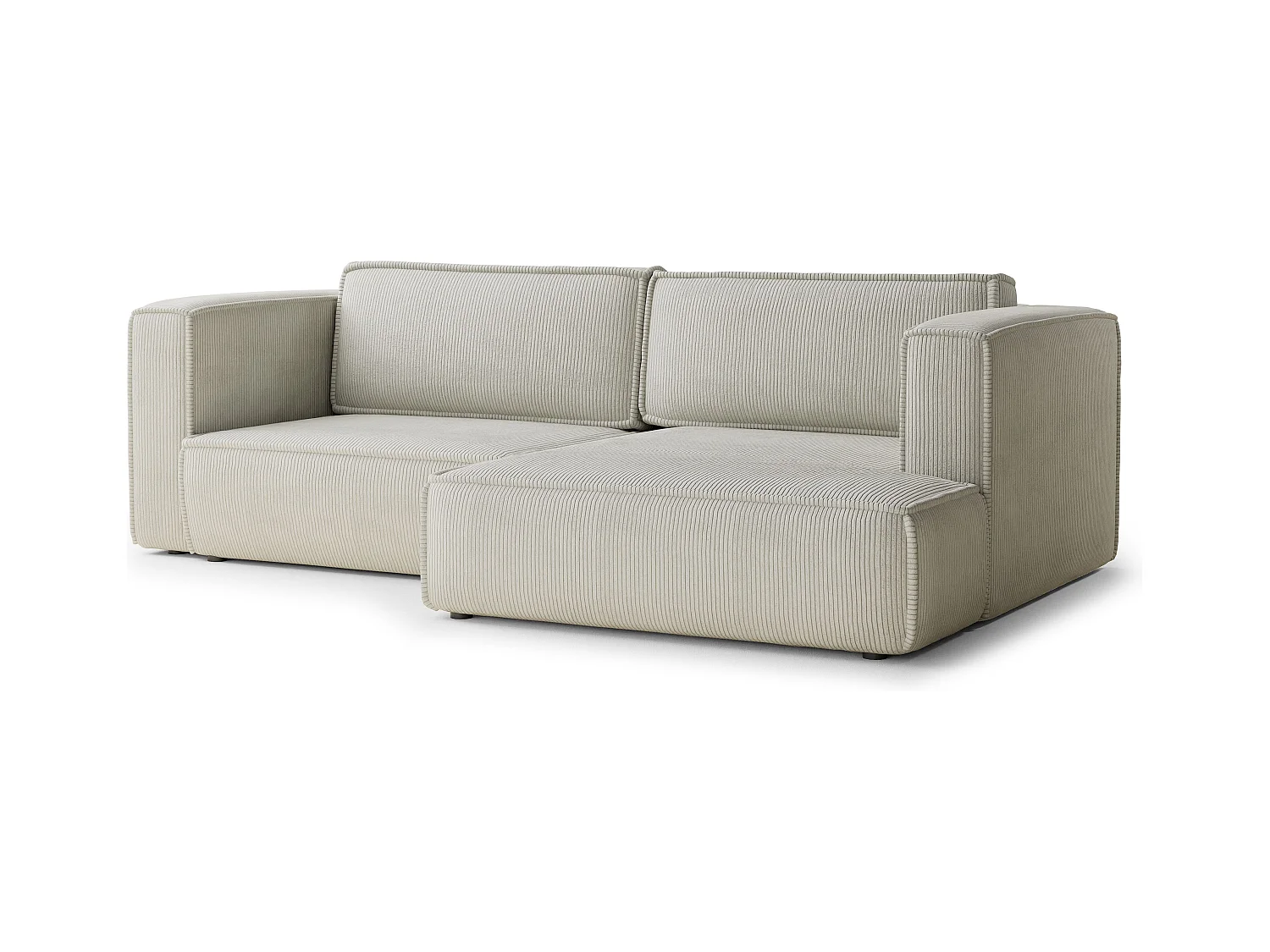 Canapé d'angle droit avec fonction lit en velours creme VELTO