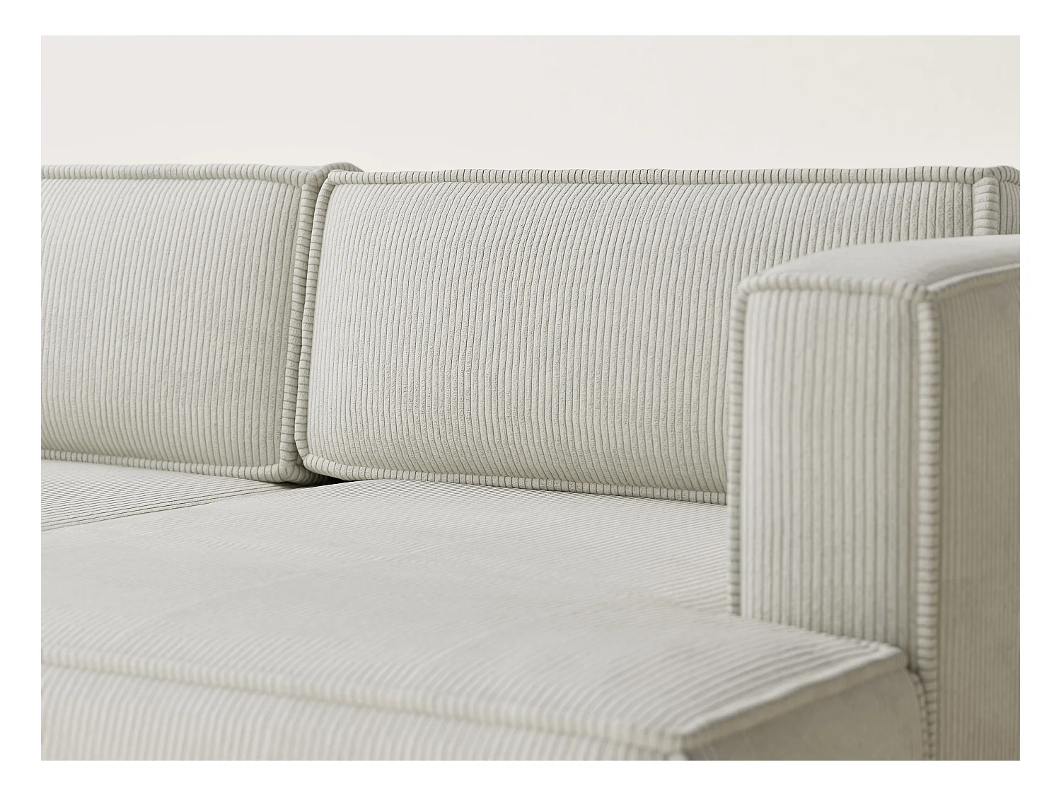 Canapé d'angle droit avec fonction lit en velours creme VELTO