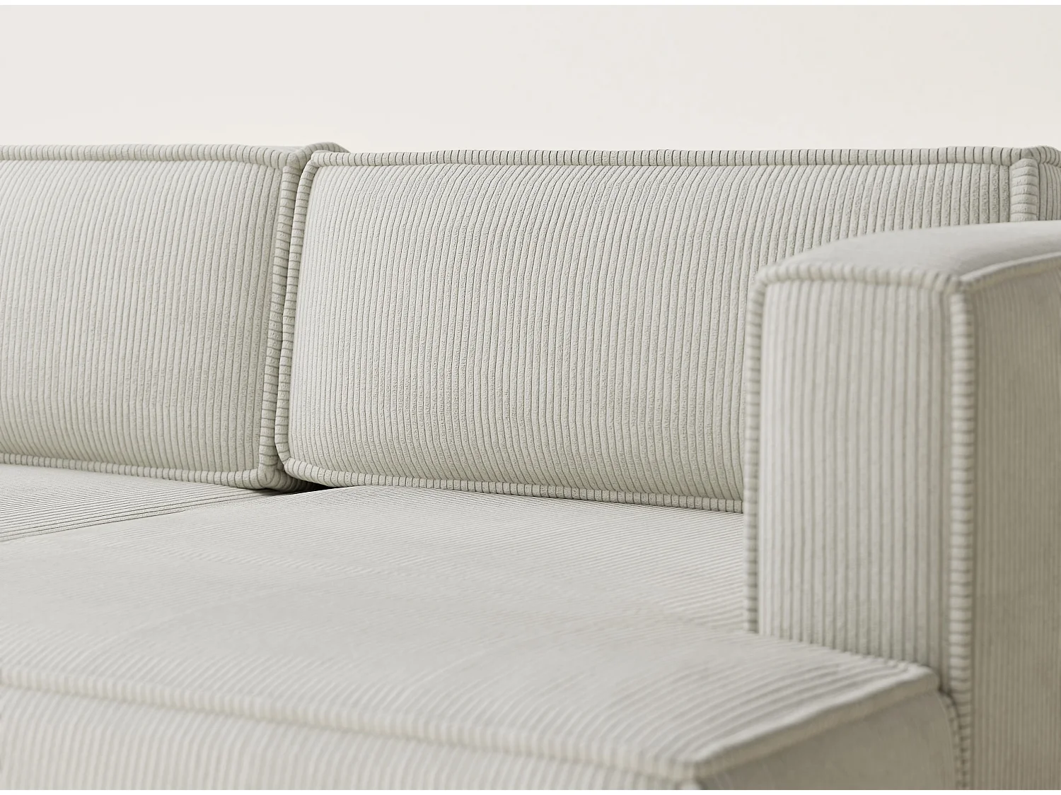 Canapé d'angle droit avec fonction lit en velours creme VELTO