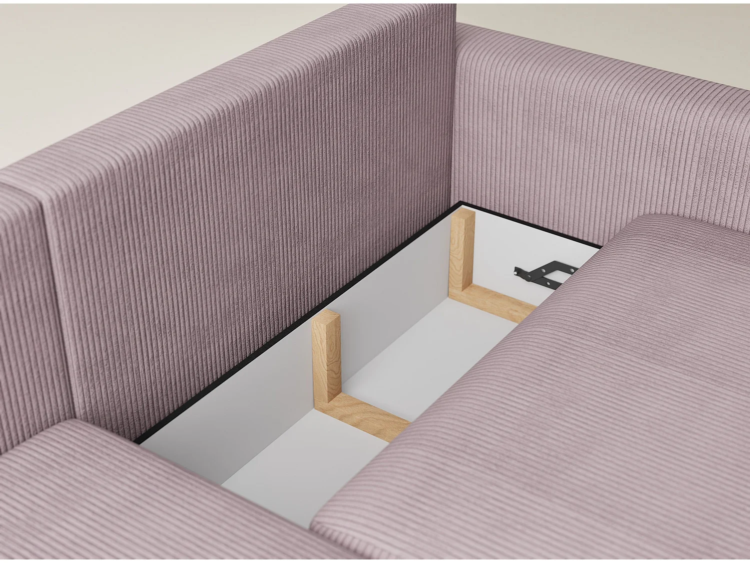 Canapé d'angle gauche avec fonction lit en velours violet LEON